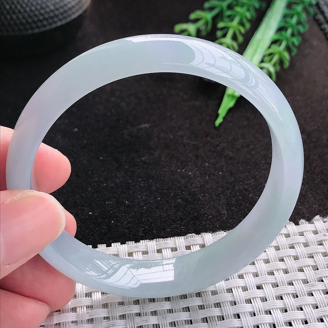 天然A货翡翠58.5/12.9/6.4老坑冰胶果冻紫色底手镯宽边玉手镯