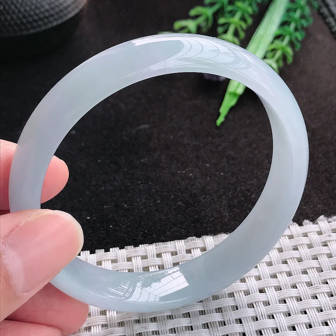 天然A货翡翠58.5/12.9/6.4老坑冰胶果冻紫色底手镯宽边玉手镯