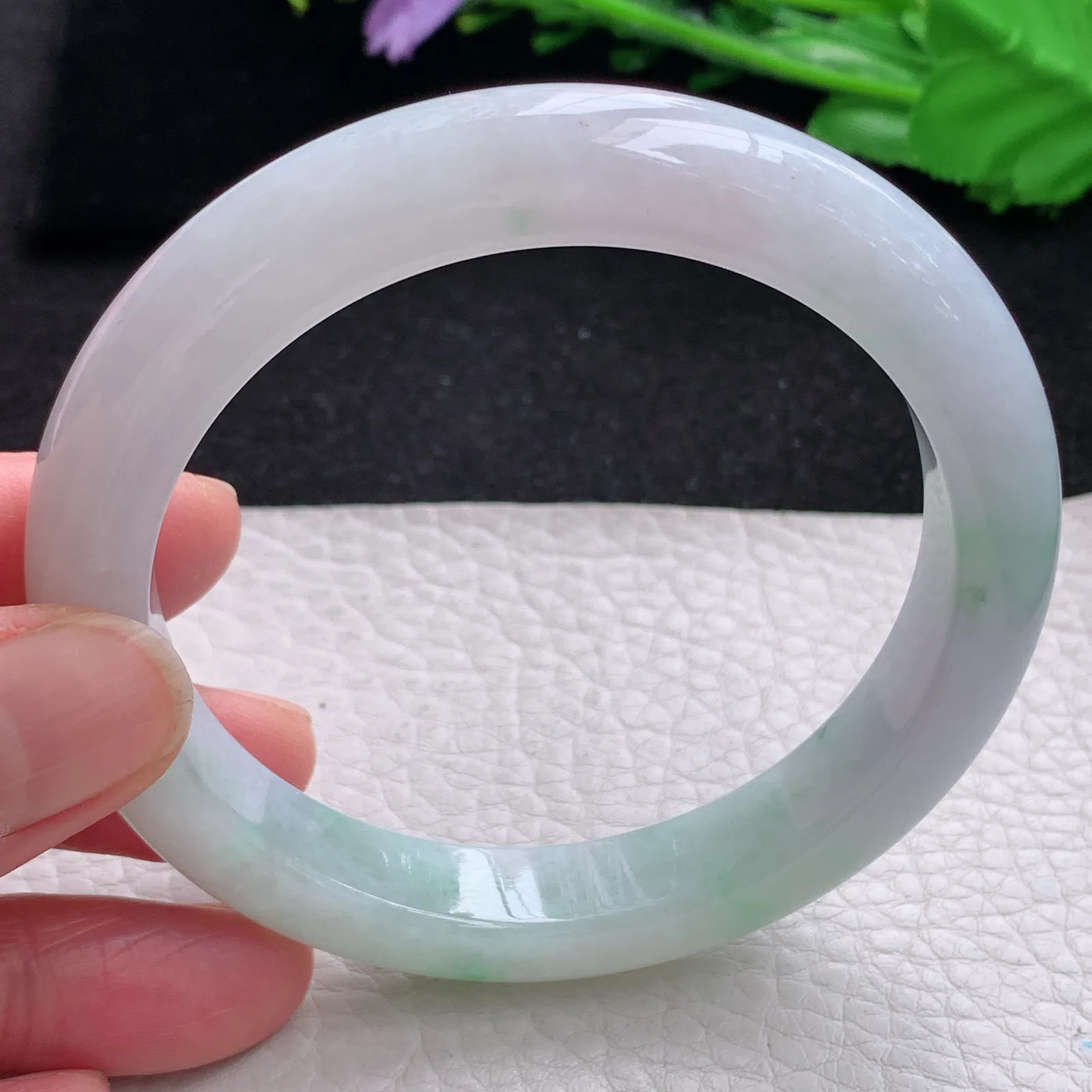 ss大圈口60*11.5*9.3平安镯 缅甸翡翠a货玉手镯大气飘绿玉手环