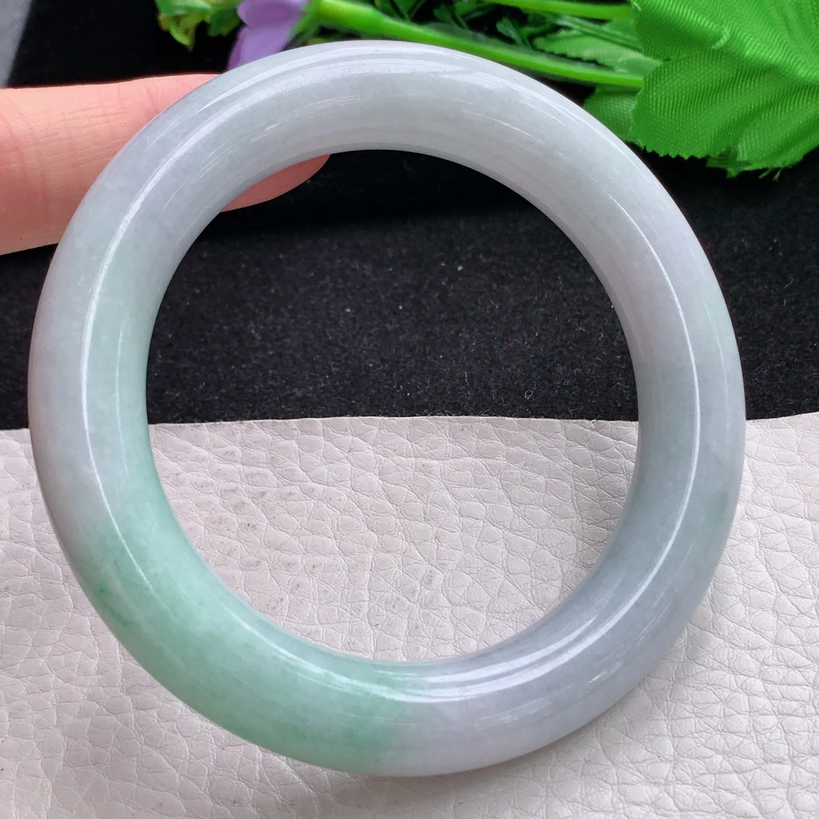 ss自然光58*11.6*11.2胖圆镯 缅甸翡翠a货玉手镯清新水润玉手环 美人镯