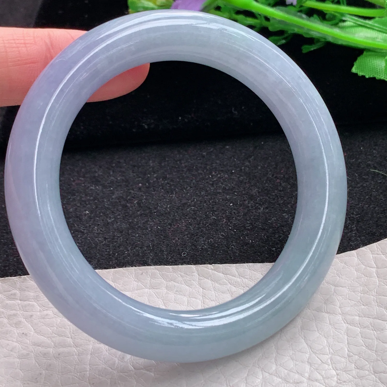 z自然光56*11.2*11胖圆镯 缅甸翡翠a货玉手镯紫罗兰水润圆条美人镯