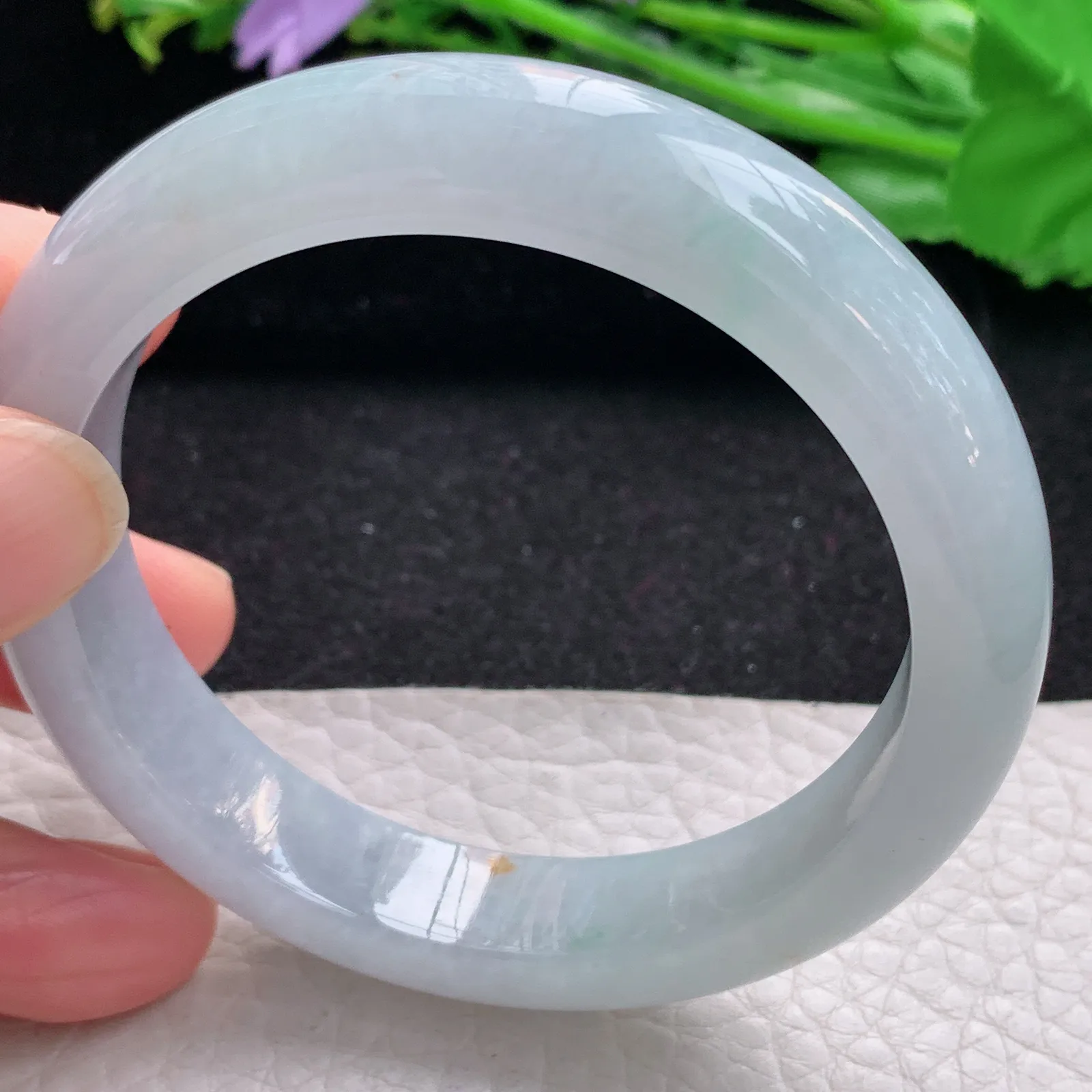 hf自然光54*12*8.2平安镯 缅甸翡翠a货玉手镯冰胶清爽宽边玉手环