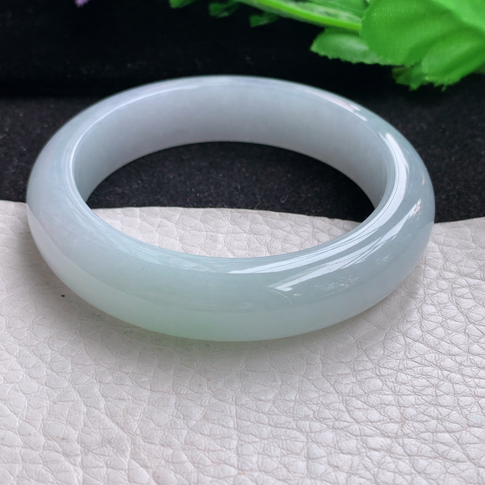 xd自然光55.5*13.5*8.7平安镯 缅甸翡翠a货玉手镯清新水润宽边玉手环