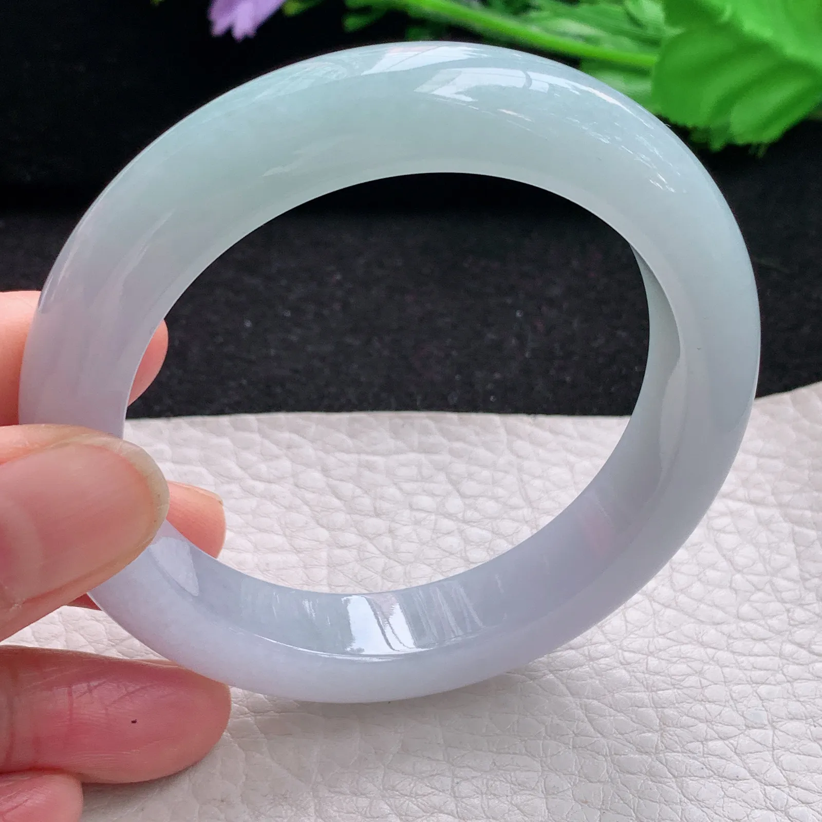 hy自然光56*12.3*9.5平安镯 缅甸翡翠a货玉手镯清新厚装宽边玉手环