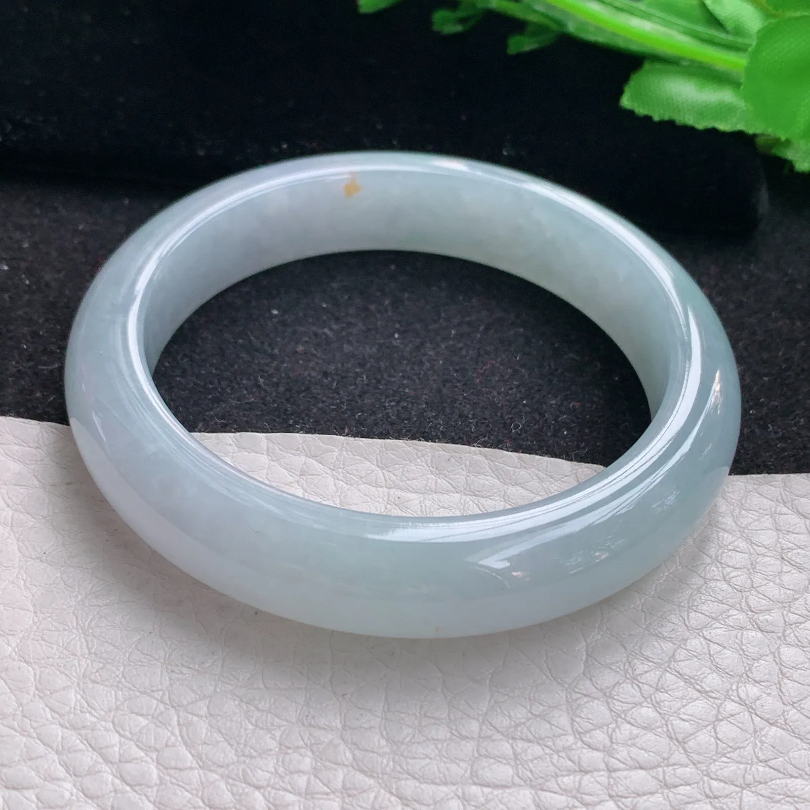 hf自然光54*12*8.2平安镯 缅甸翡翠a货玉手镯冰胶清爽宽边玉手环