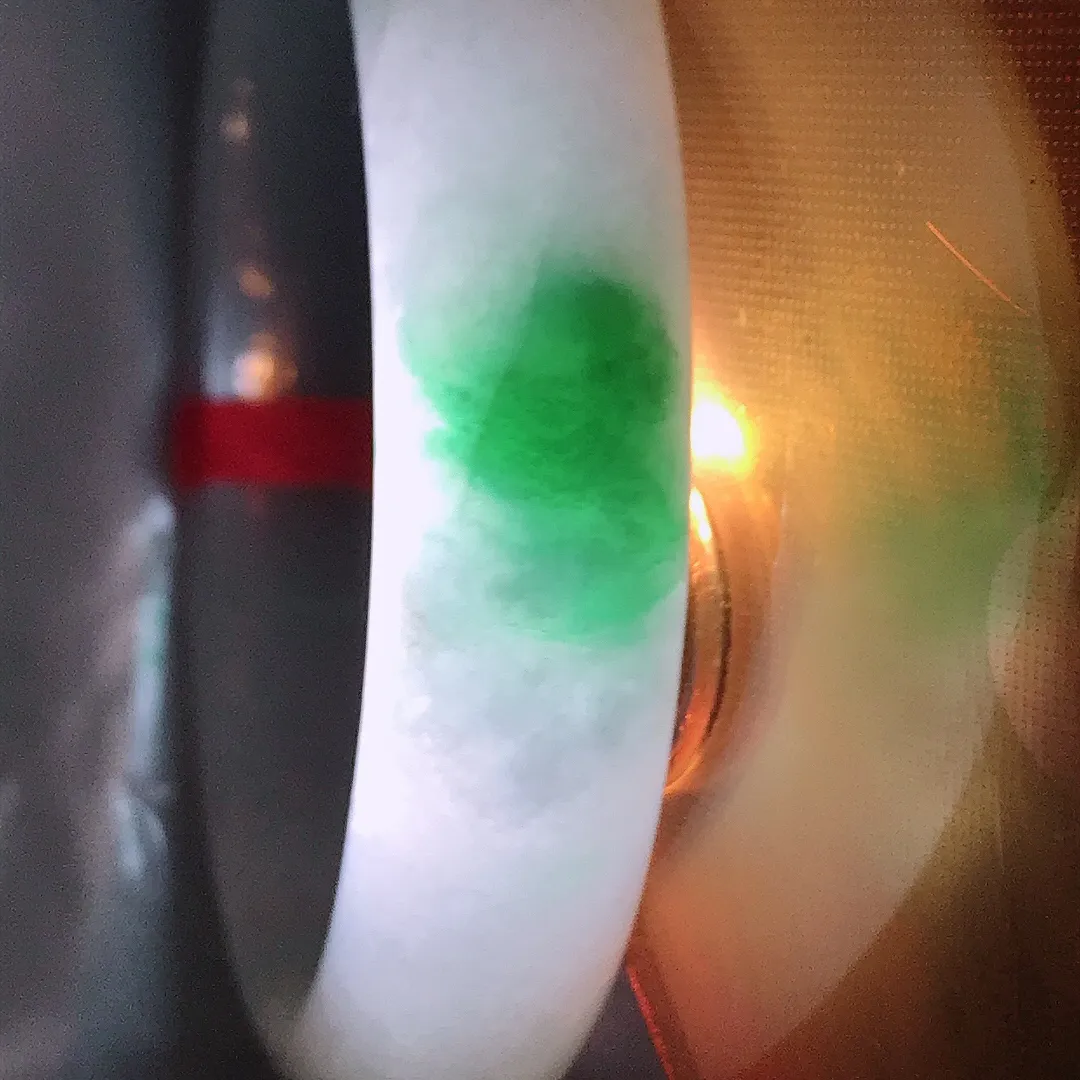 天然A货翡翠56.5/12.8/7.2老坑冰润起胶飘花手镯宽边玉手镯