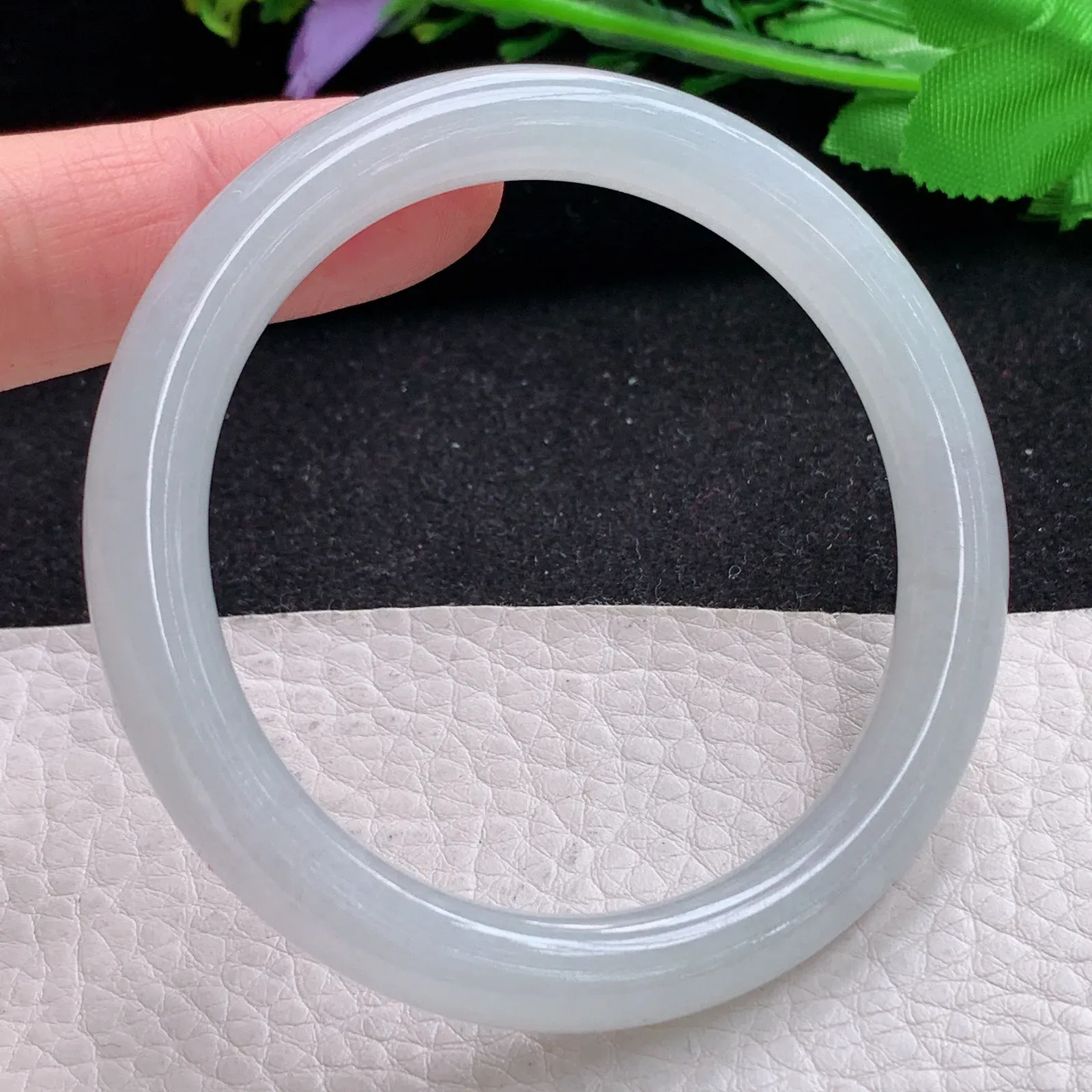 xd自然光54*8.3*8.4叮当镯 缅甸翡翠a货玉手镯冰润白月光美人镯