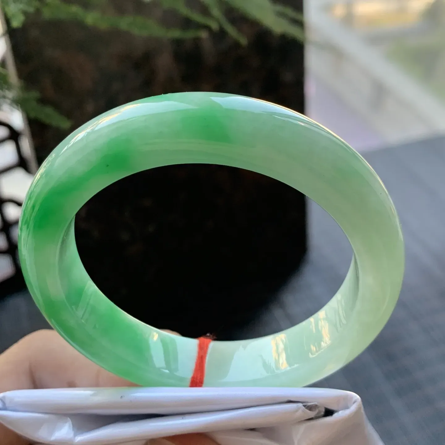 正圈一大节阳绿 无瑕 尺寸:56.6/13/8.9 色好🥰🥰