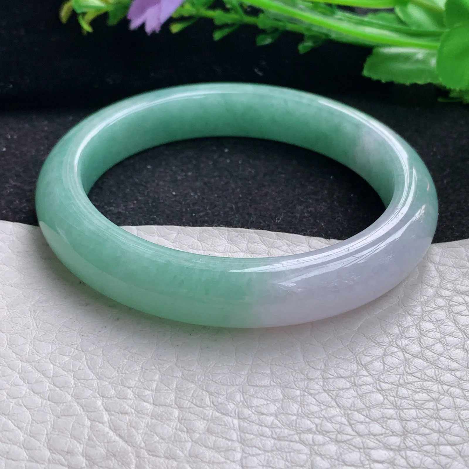 mq自然光59*11*8.8平安镯 缅甸翡翠a货玉手镯双彩水润宽边玉手环