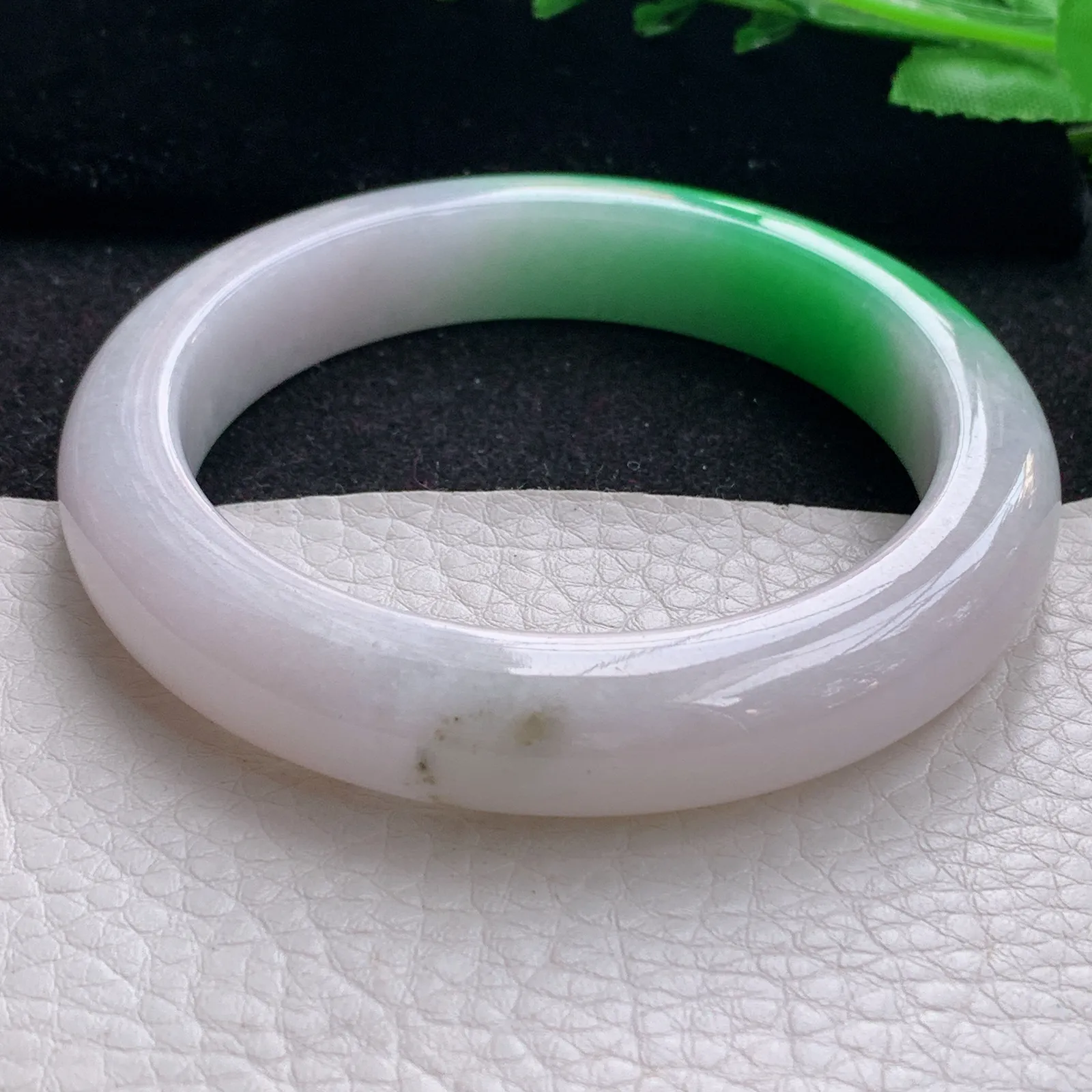 faa自然光59*12.7*9.7平安镯 缅甸翡翠a货玉手阳绿厚装宽边玉手环