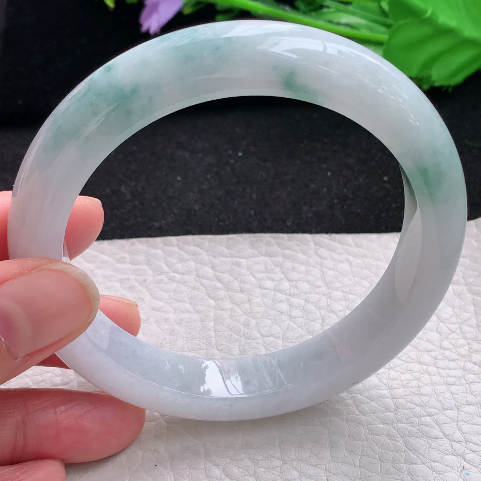 ss大圈口62.3*12.5*9.5平安镯 缅甸翡翠a货玉手镯大气飘花玉手环