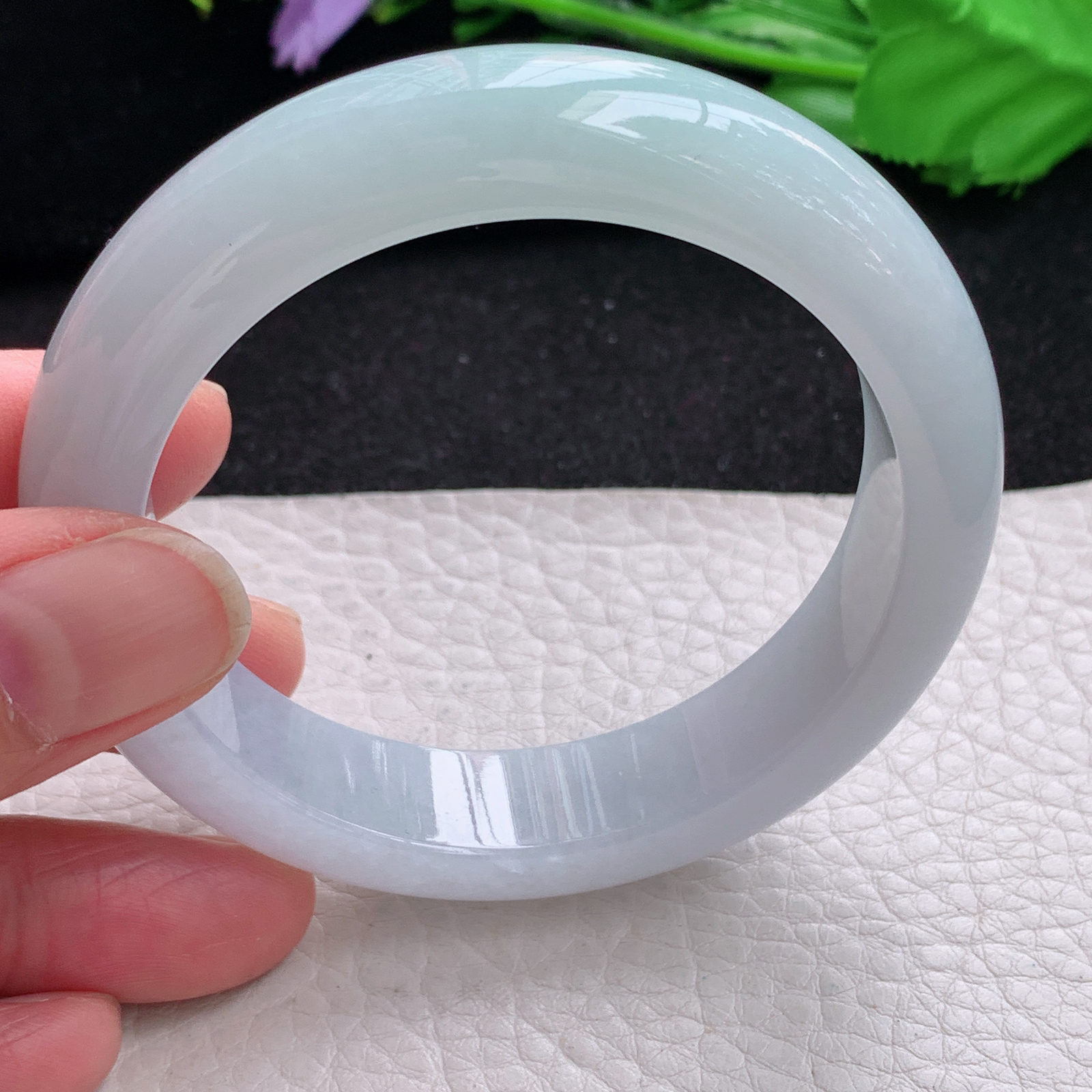 xd自然光55.5*13.5*8.7平安镯 缅甸翡翠a货玉手镯清新水润宽边玉手环