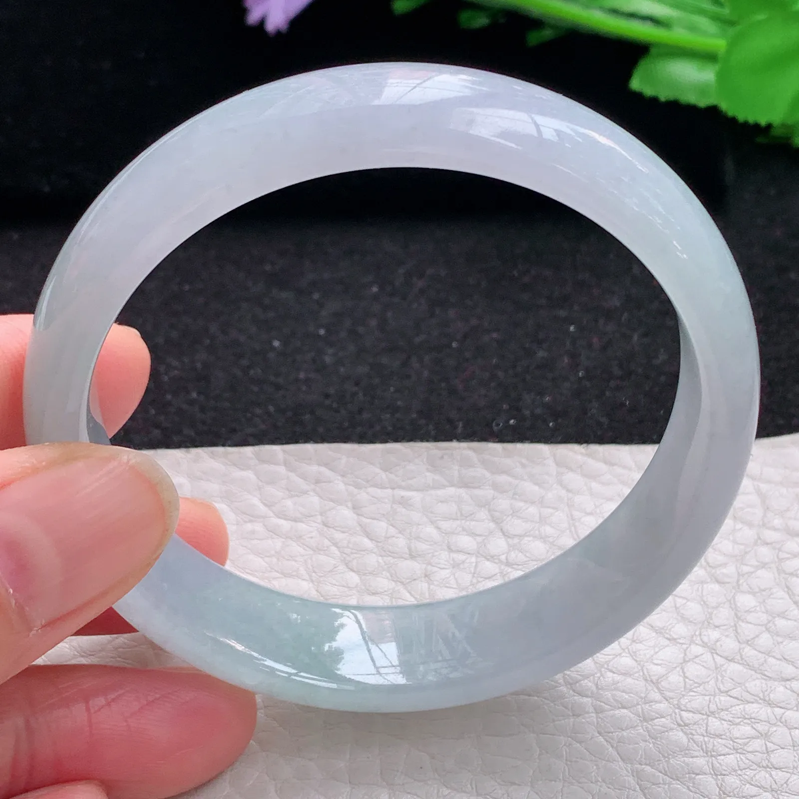 hy自然光56.5*13.9*6.6平安镯 缅甸翡翠a货玉手镯冰透宽边玉手环