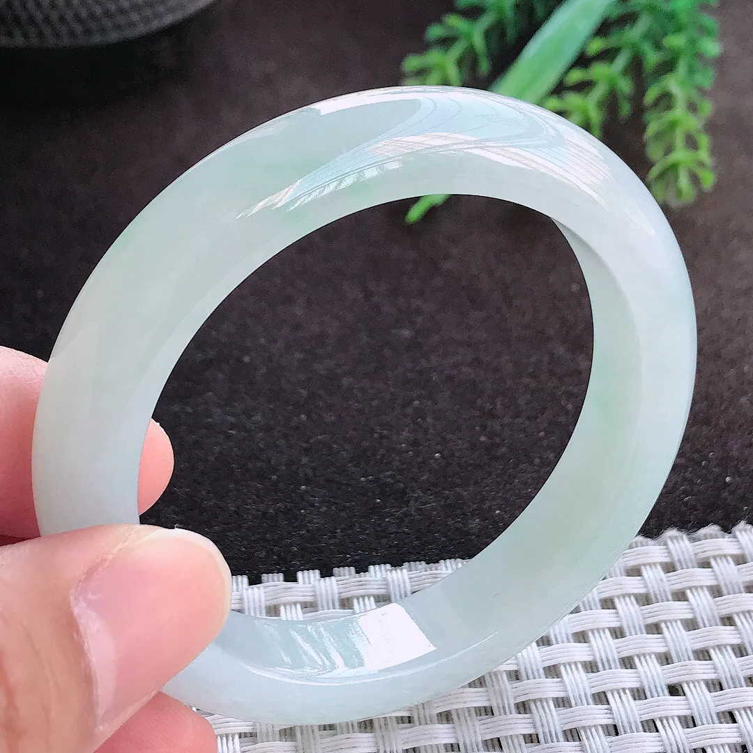 天然A货翡翠50.8/10.8/8老坑冰胶果冻小圈口冰晴手镯宽边玉手镯