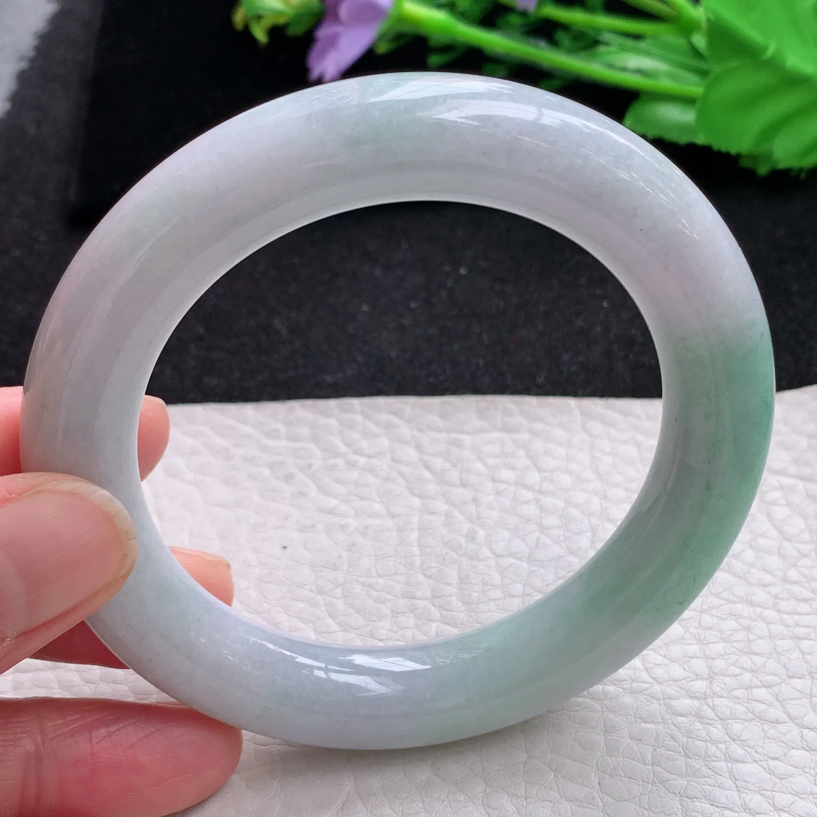 ss自然光58*11.6*11.2胖圆镯 缅甸翡翠a货玉手镯清新水润玉手环 美人镯