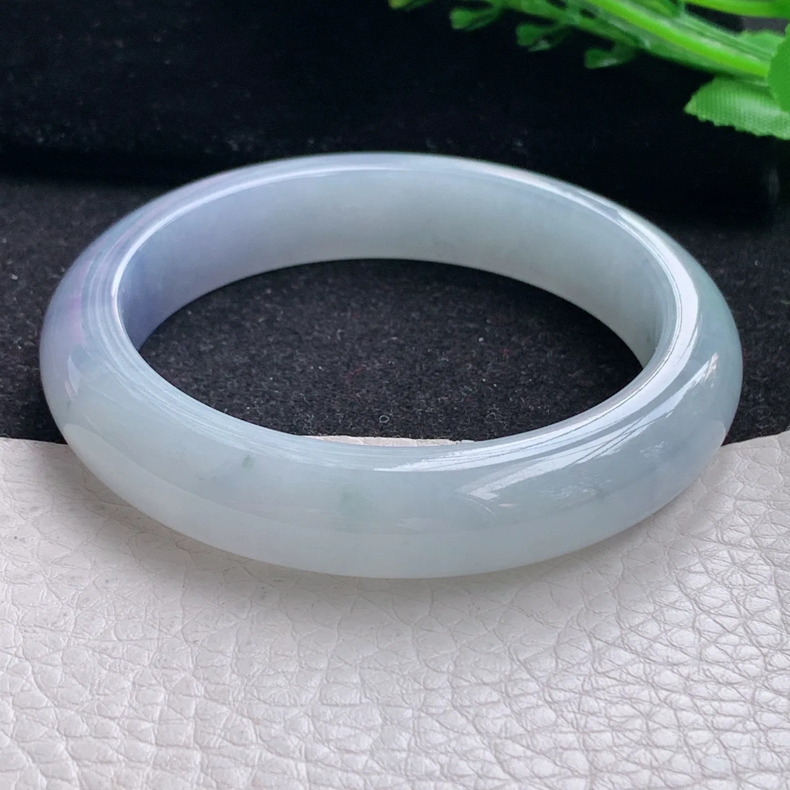 z自然光57.5*12.5*9平安镯 缅甸翡翠a货玉手镯冰紫厚装宽边玉手环