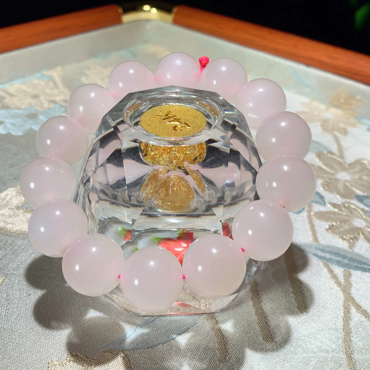 和田玉高冰藕粉圆珠手串 单颗尺寸15.玉质细腻油润。手推出油。品相大气。lt251126