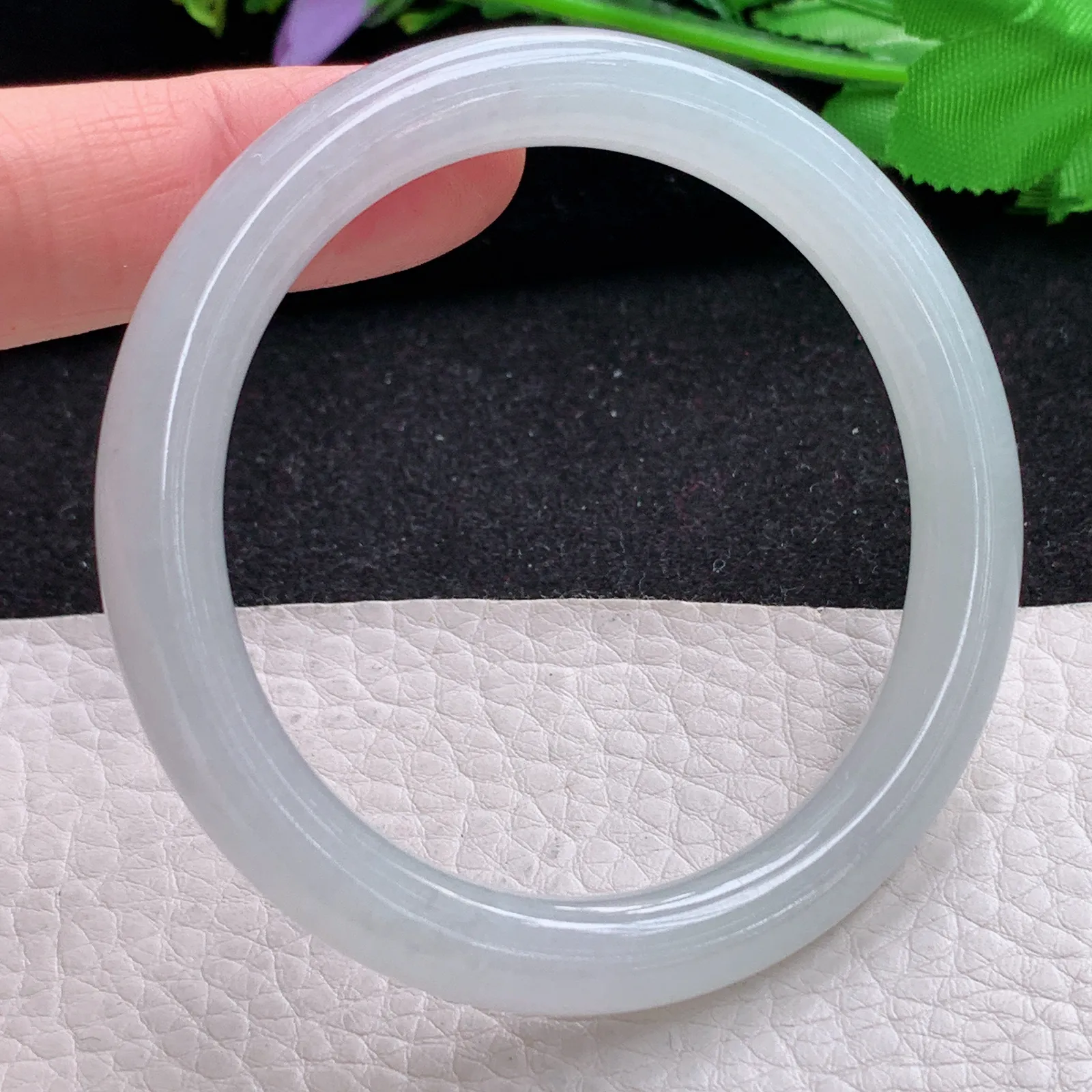 xd自然光54*8.3*8.4叮当镯 缅甸翡翠a货玉手镯冰润白月光美人镯