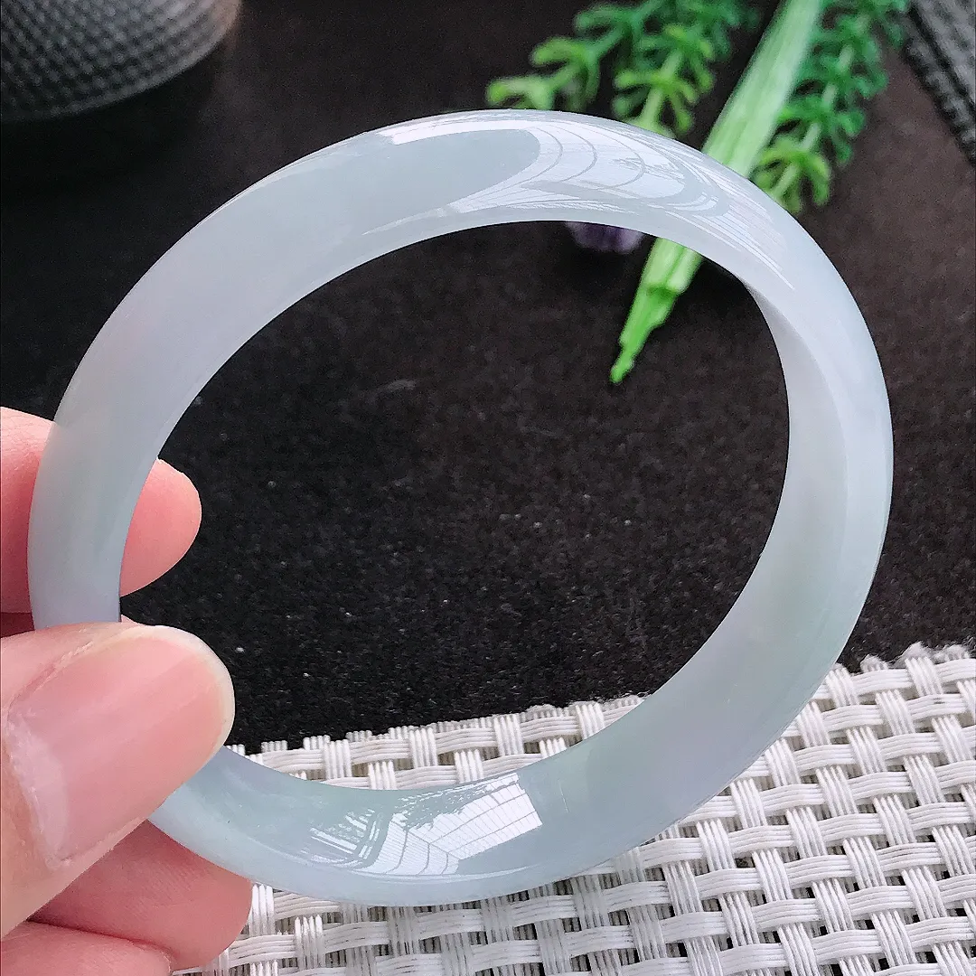 天然A货翡翠58.5/12.9/6.4老坑冰胶果冻紫色底手镯宽边玉手镯