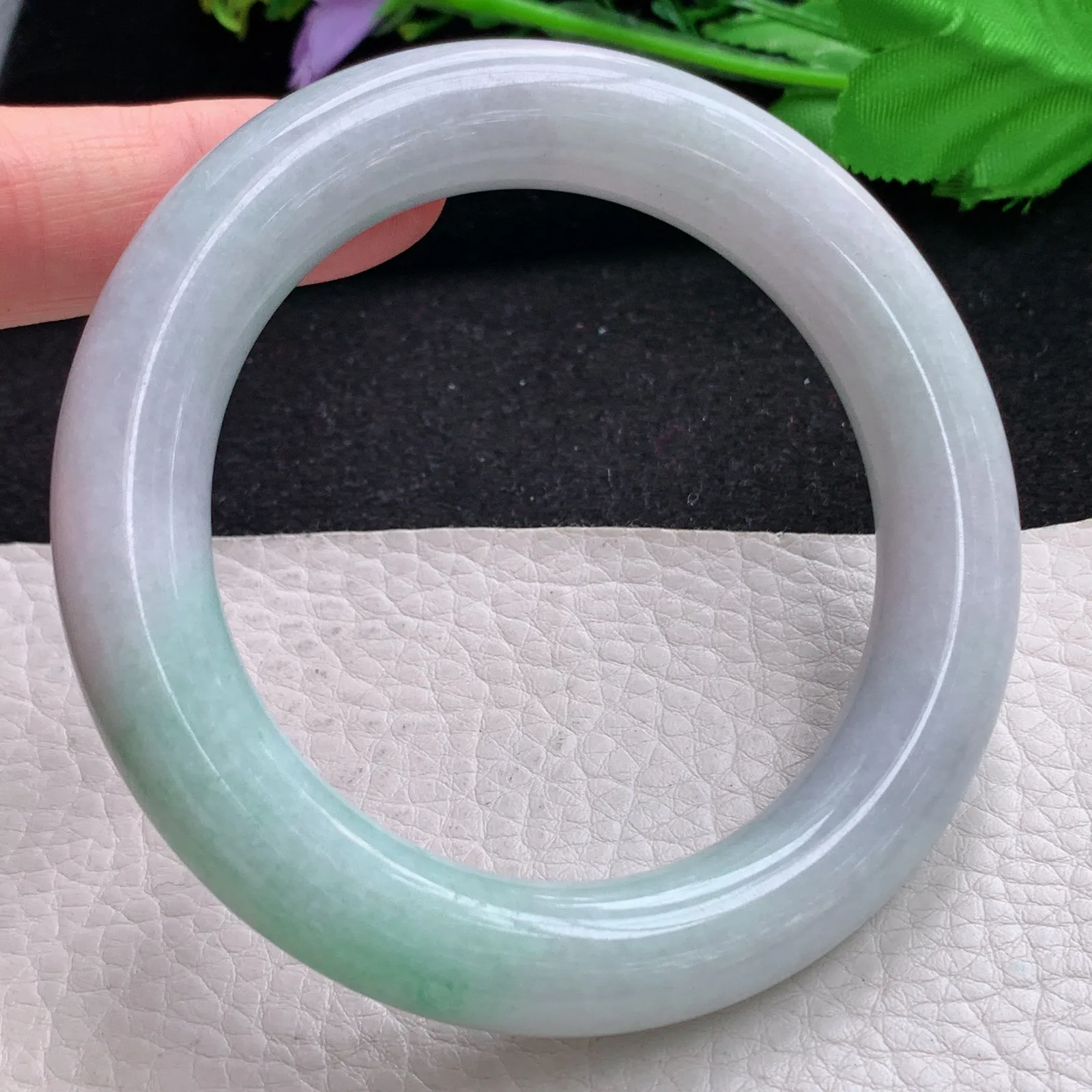 ss自然光58*11.6*11.2胖圆镯 缅甸翡翠a货玉手镯清新水润玉手环 美人镯