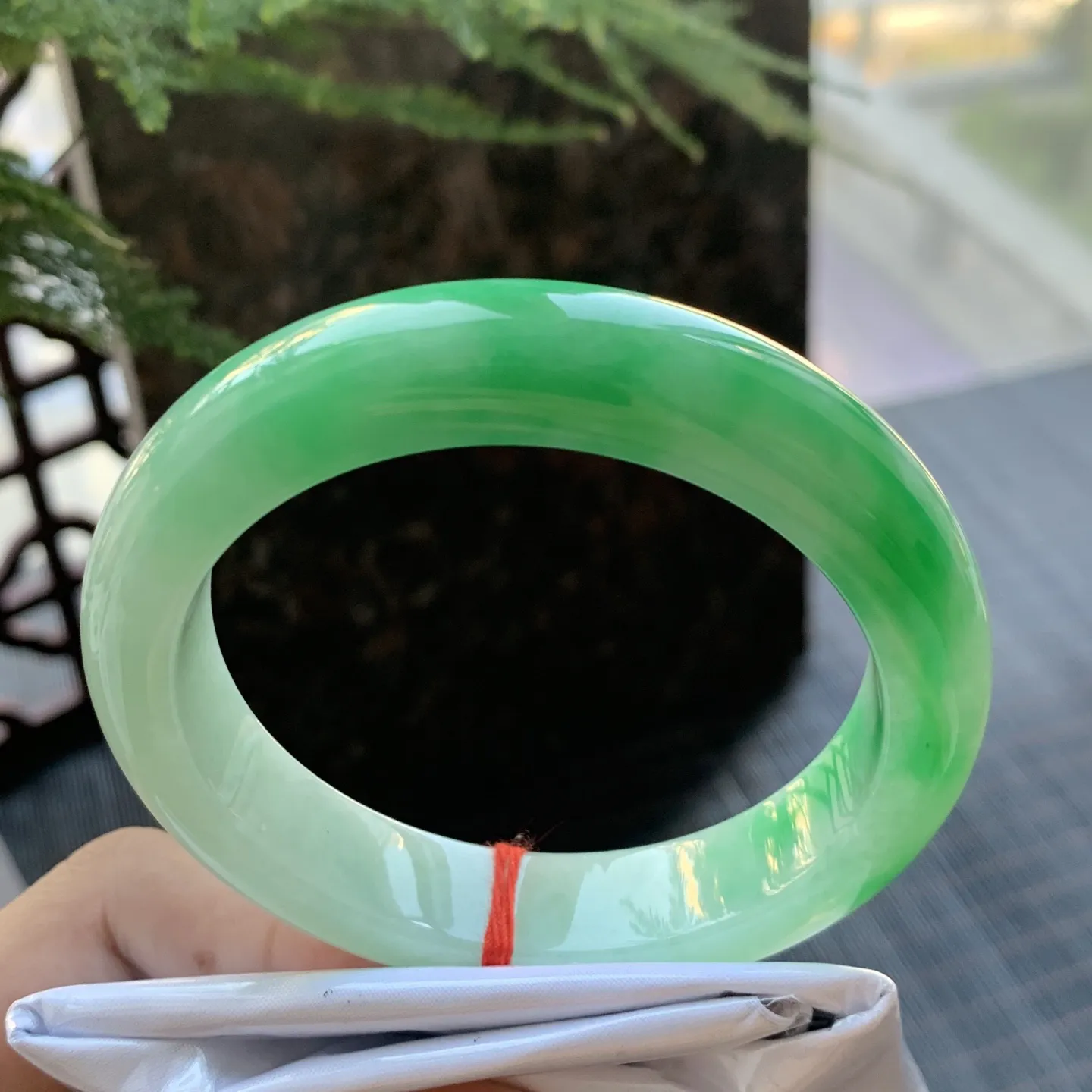 正圈一大节阳绿 无瑕 尺寸:56.6/13/8.9 色好🥰🥰