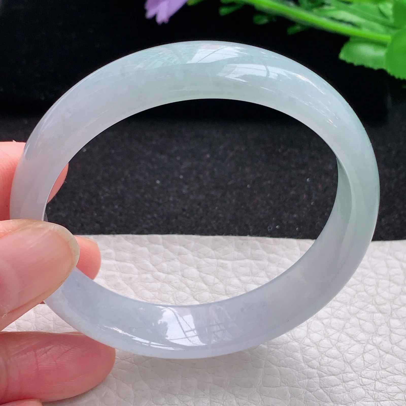 hy自然光56.5*13.9*6.6平安镯 缅甸翡翠a货玉手镯冰透宽边玉手环