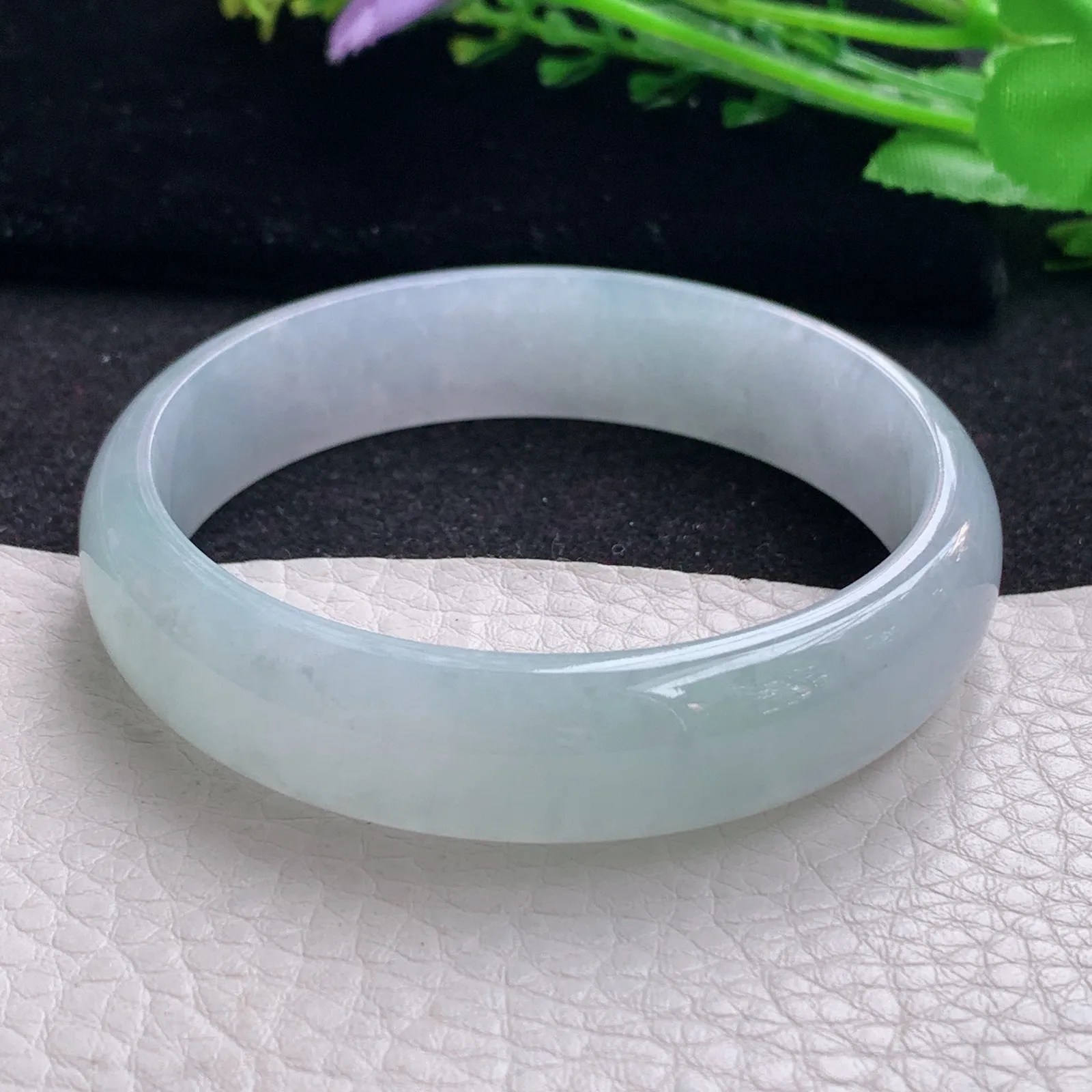 hy自然光56.5*13.9*6.6平安镯 缅甸翡翠a货玉手镯冰透宽边玉手环