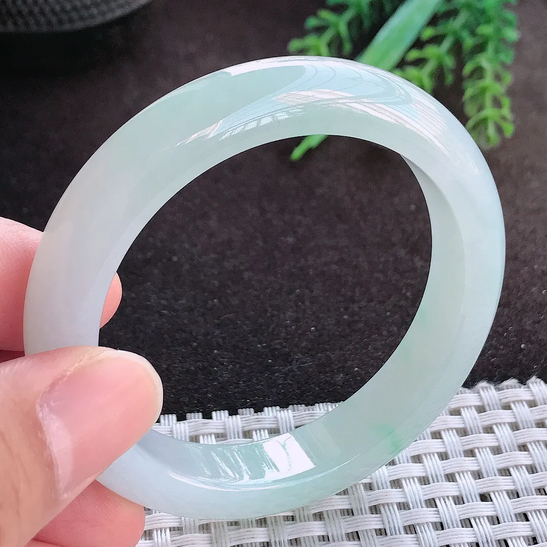 天然A货翡翠50.8/10.8/8老坑冰胶果冻小圈口冰晴手镯宽边玉手镯