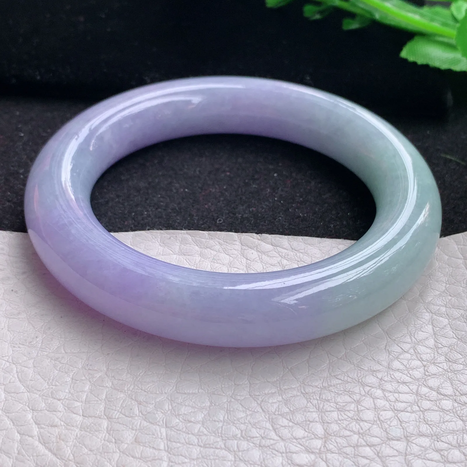 z自然光55.5*12.3*12胖圆镯 缅甸翡翠a货玉手镯冰双彩水润圆条美人镯