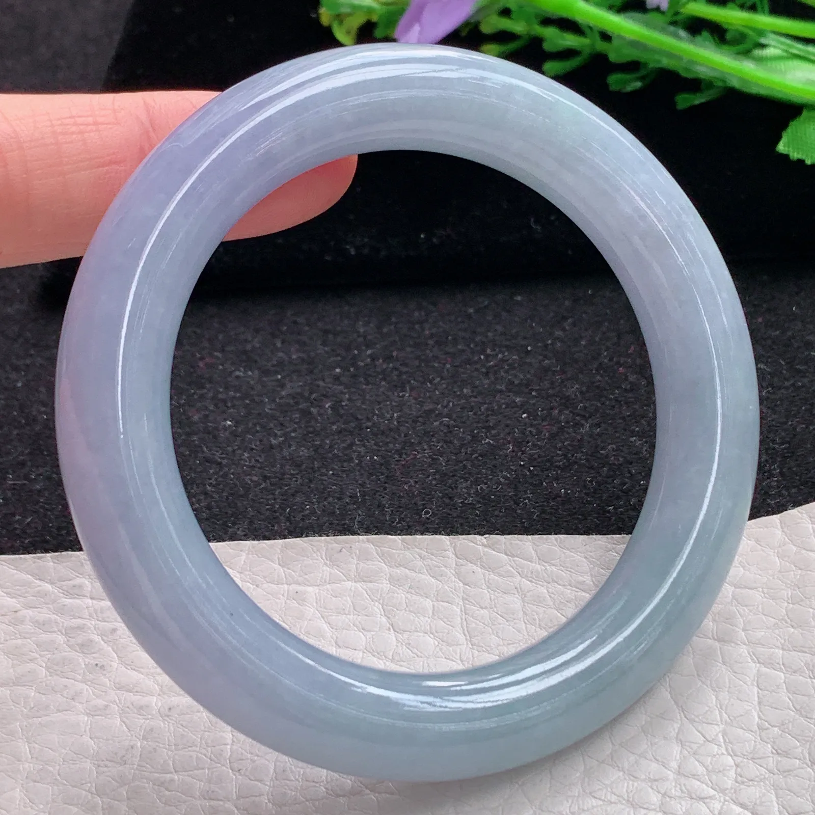 z自然光56*11.2*11胖圆镯 缅甸翡翠a货玉手镯紫罗兰水润圆条美人镯