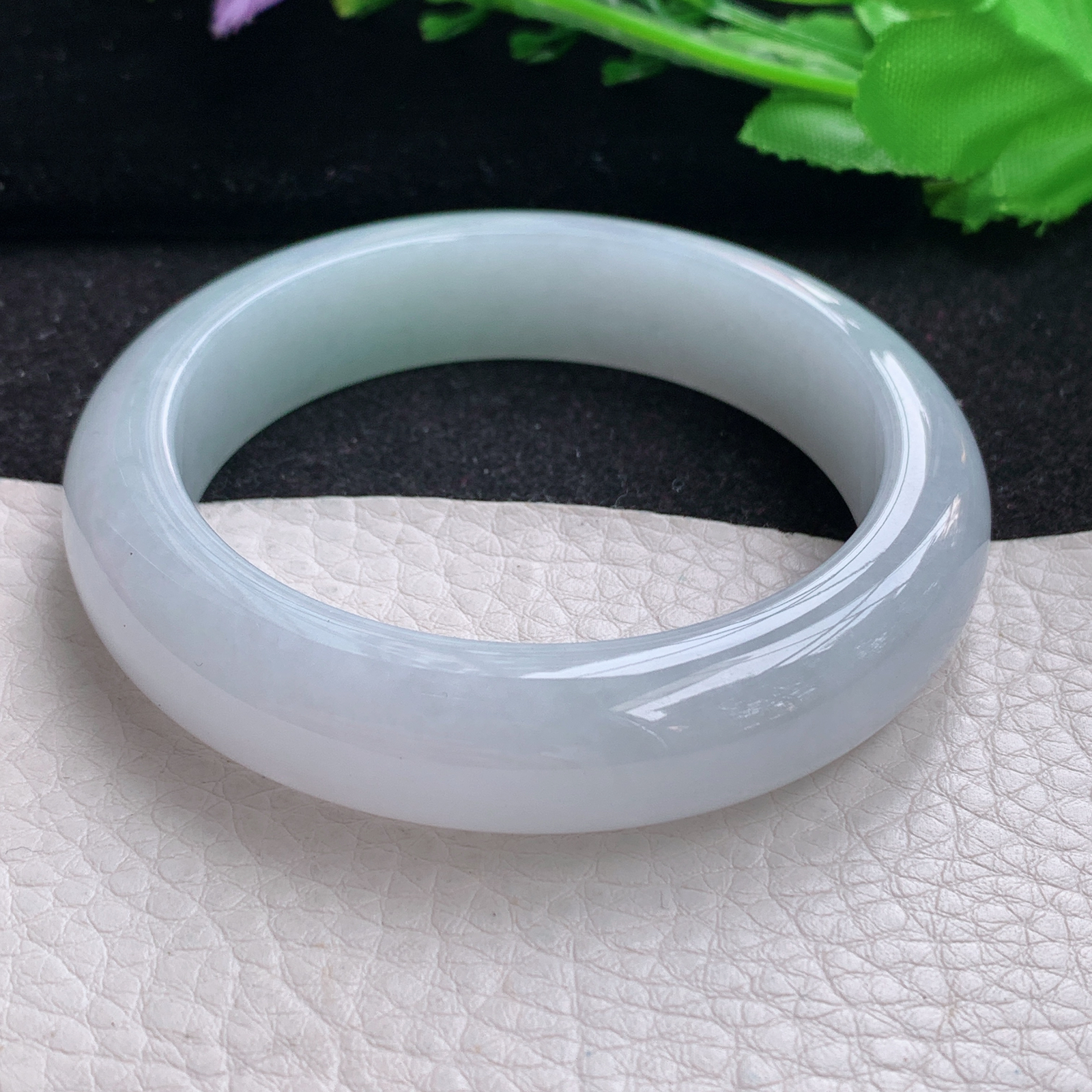 xd自然光55.5*13.5*8.7平安镯 缅甸翡翠a货玉手镯清新水润宽边玉手环