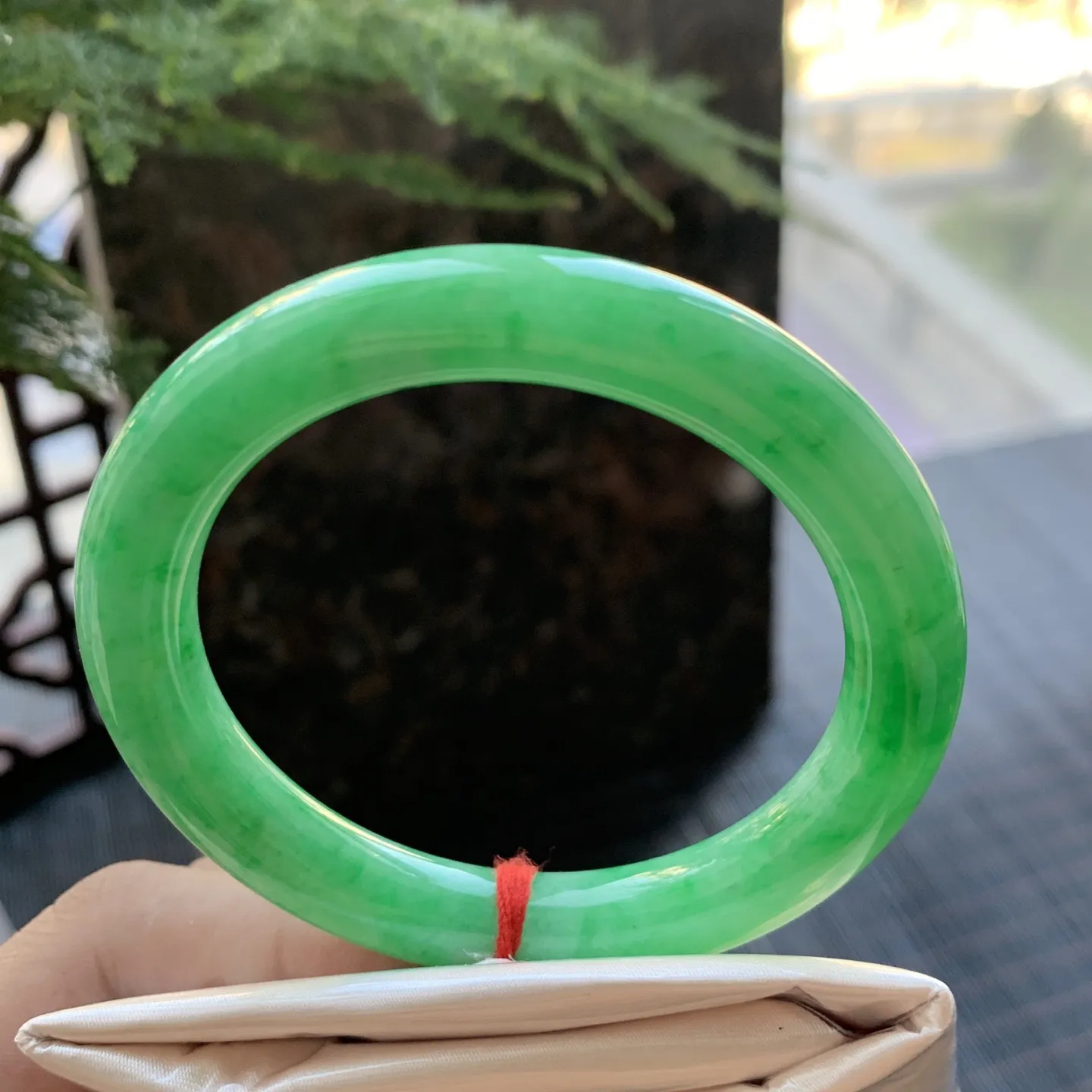 圆条满绿 微细纹 尺寸:52.1/9.2/8.8 满色