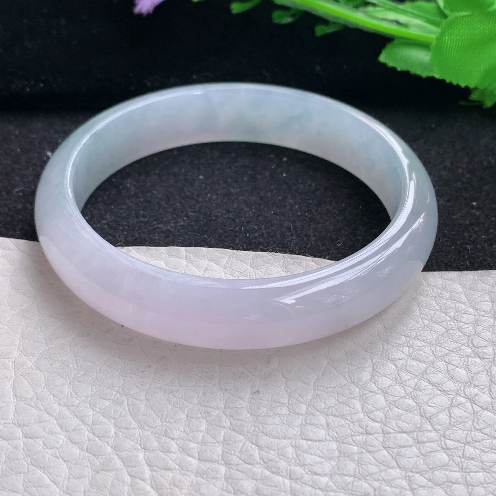 xd自然光57*12.3*7平安镯 缅甸翡翠a货玉手镯冰飘花宽边玉手环