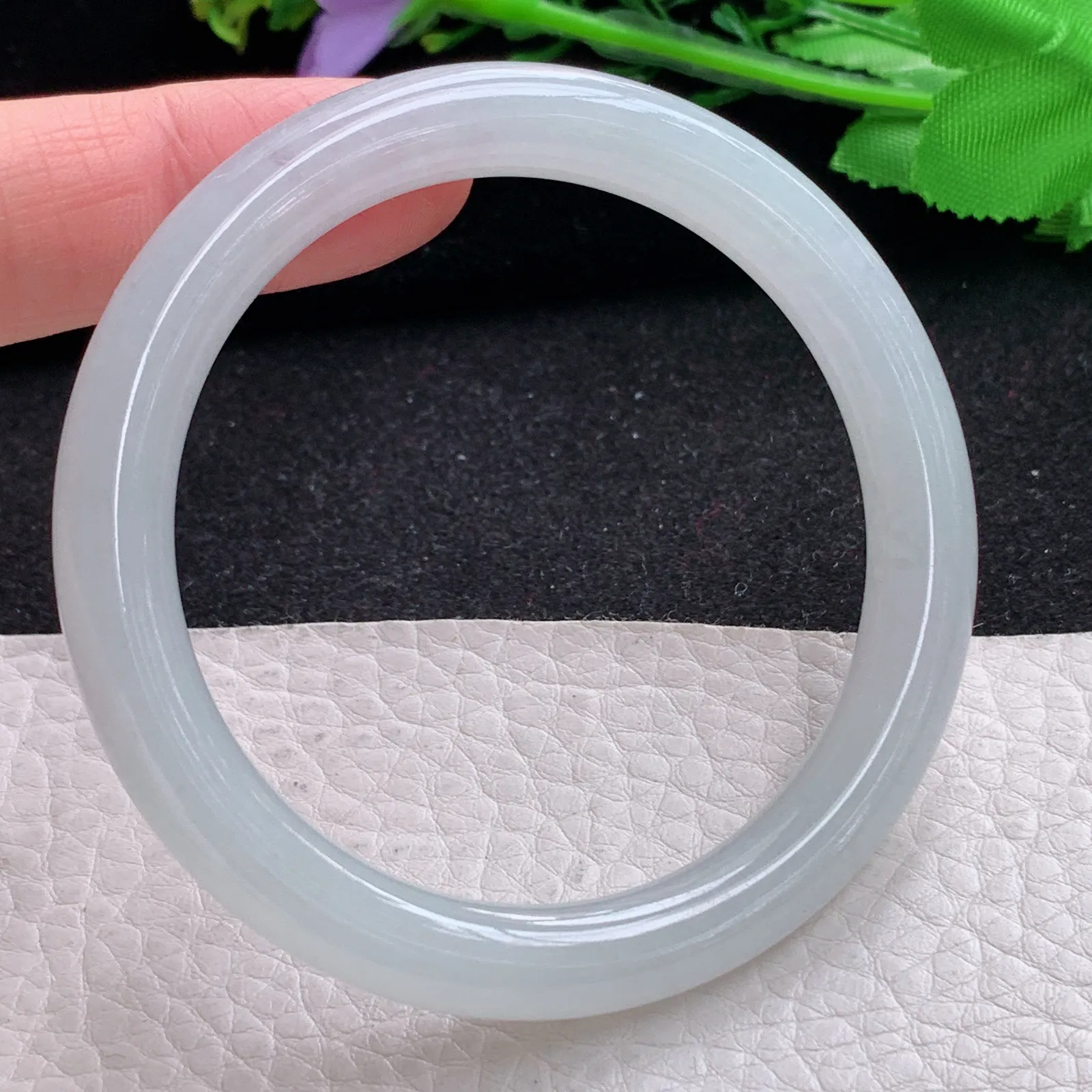 xd自然光54*8.3*8.4叮当镯 缅甸翡翠a货玉手镯冰润白月光美人镯