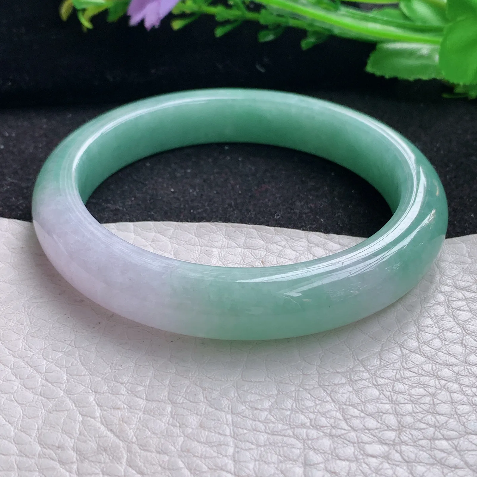 mq自然光59*11*8.8平安镯 缅甸翡翠a货玉手镯双彩水润宽边玉手环