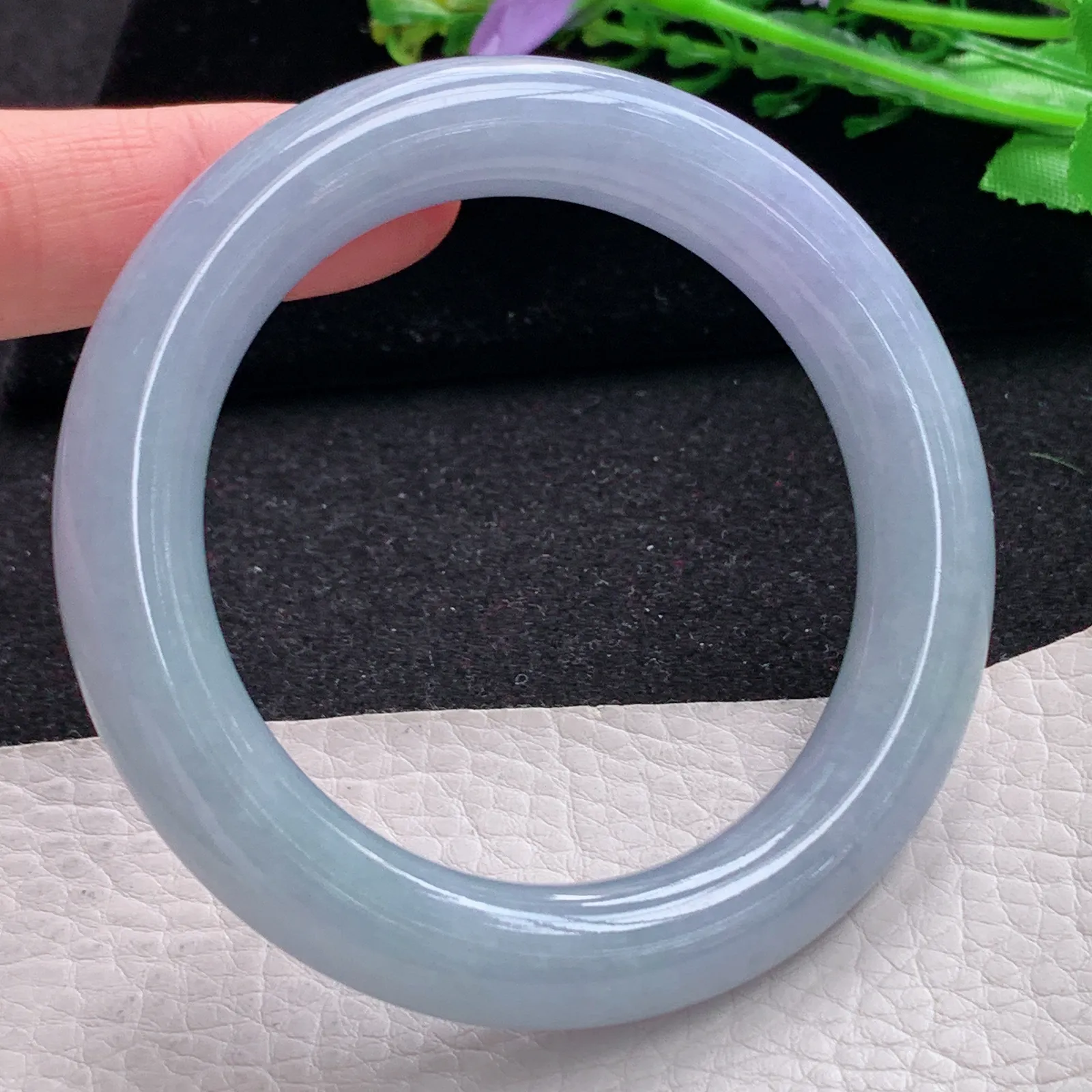 z自然光56*11.2*11胖圆镯 缅甸翡翠a货玉手镯紫罗兰水润圆条美人镯