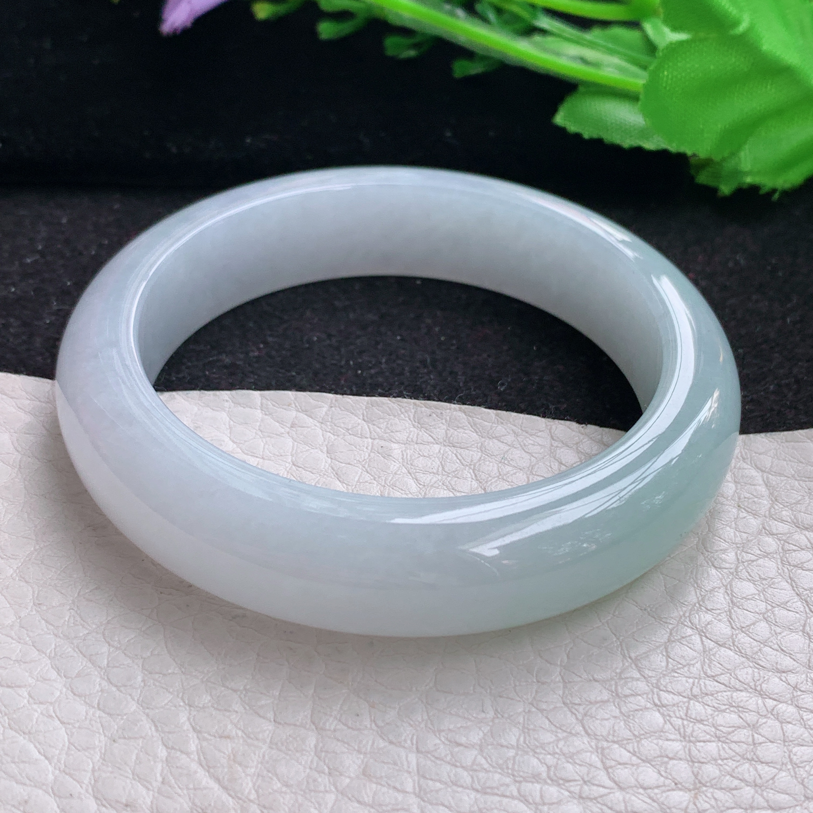 xd自然光55.5*13.5*8.7平安镯 缅甸翡翠a货玉手镯清新水润宽边玉手环