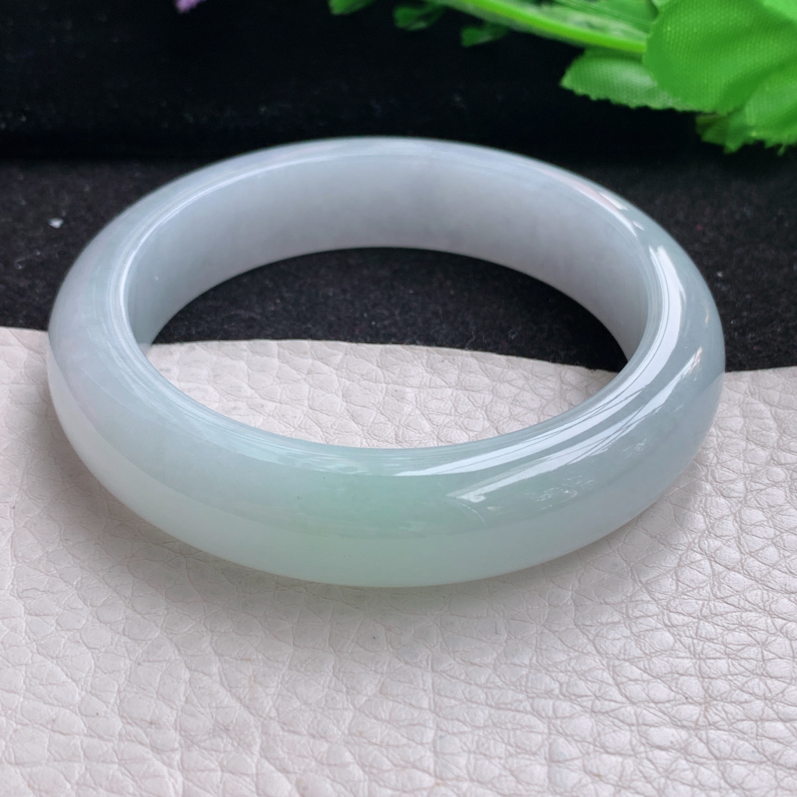 xd自然光55.5*13.5*8.7平安镯 缅甸翡翠a货玉手镯清新水润宽边玉手环