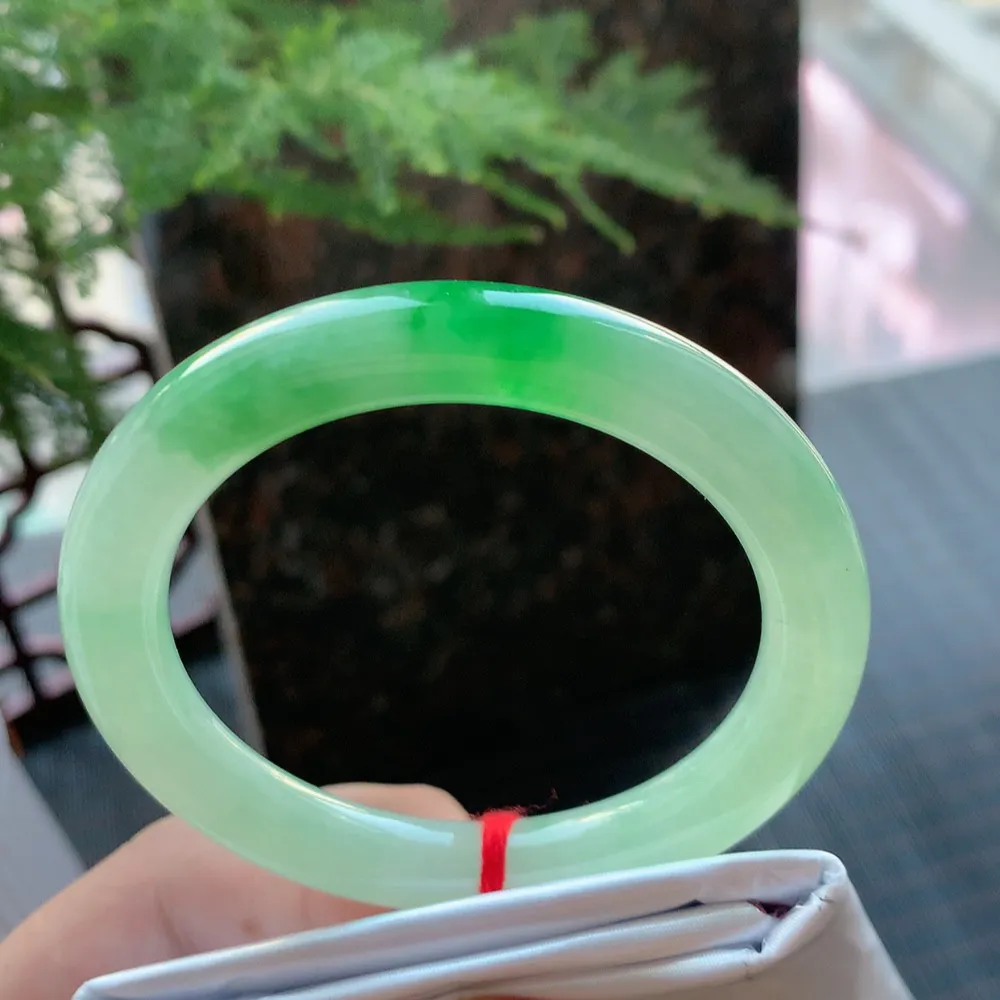 圆条高冰阳绿 无瑕 尺寸:53.7/9 种色兼备