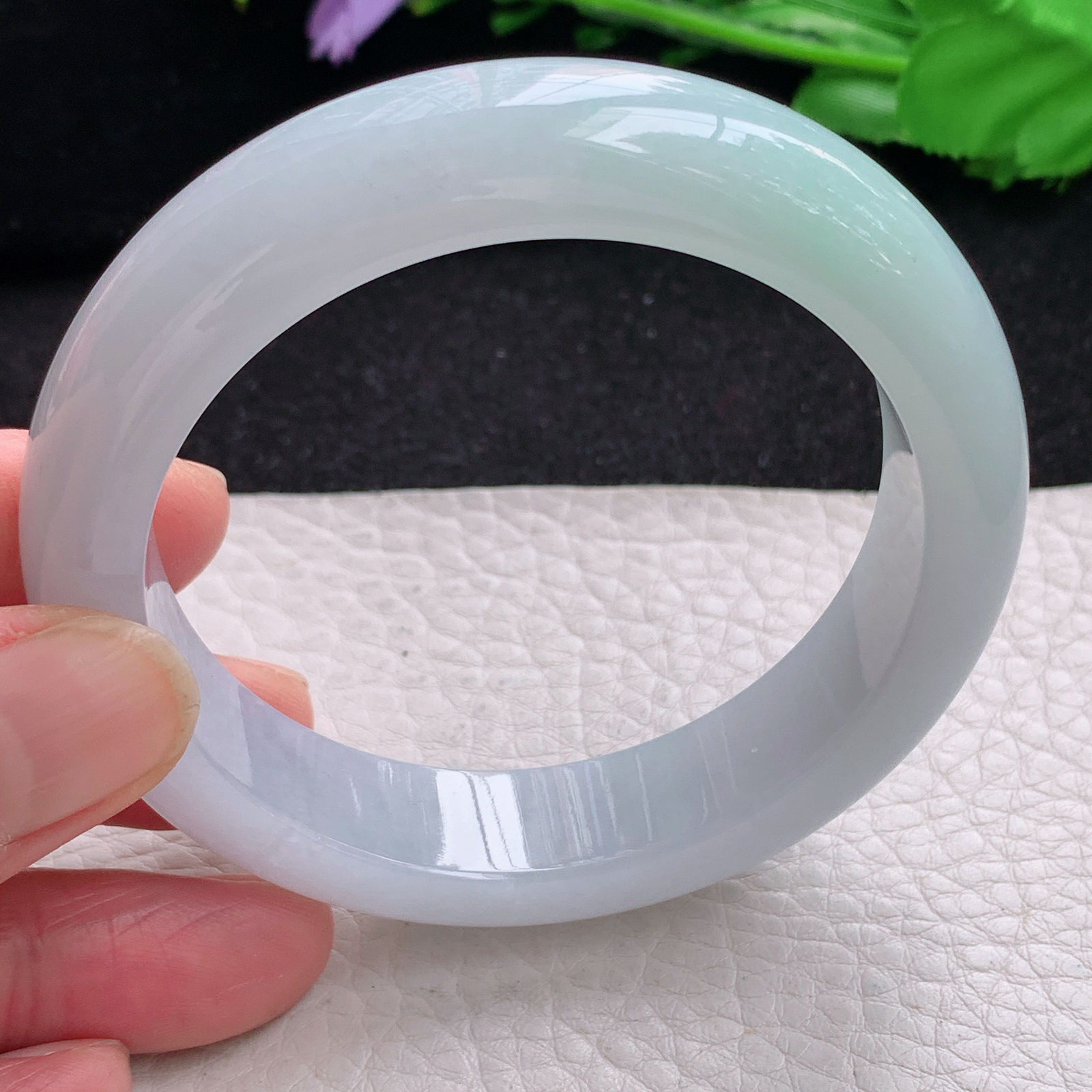 xd自然光55.5*13.5*8.7平安镯 缅甸翡翠a货玉手镯清新水润宽边玉手环