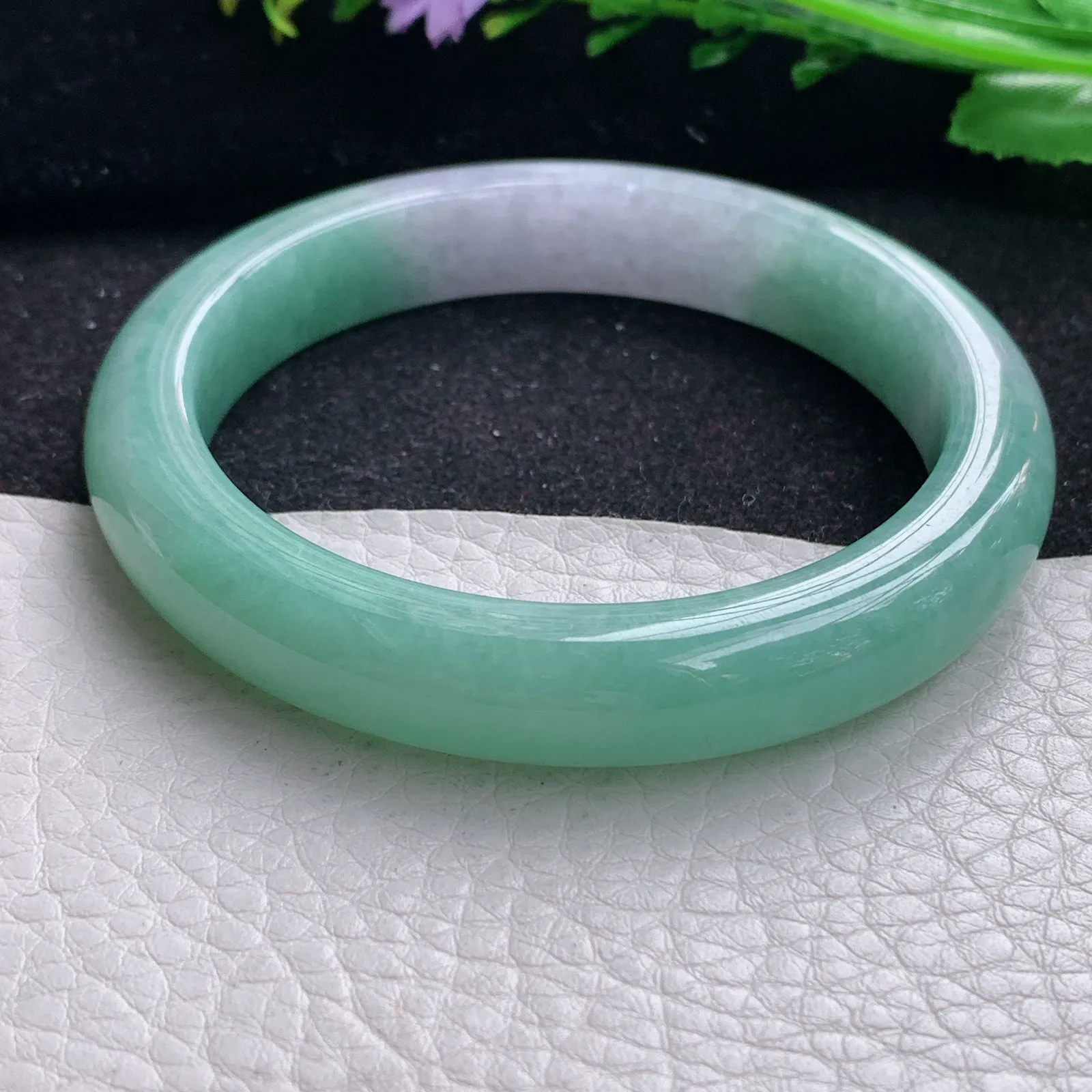 mq自然光59*11*8.8平安镯 缅甸翡翠a货玉手镯双彩水润宽边玉手环