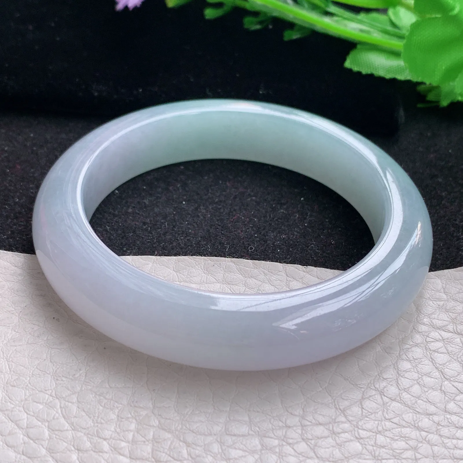 hy自然光56*12.3*9.5平安镯 缅甸翡翠a货玉手镯清新厚装宽边玉手环