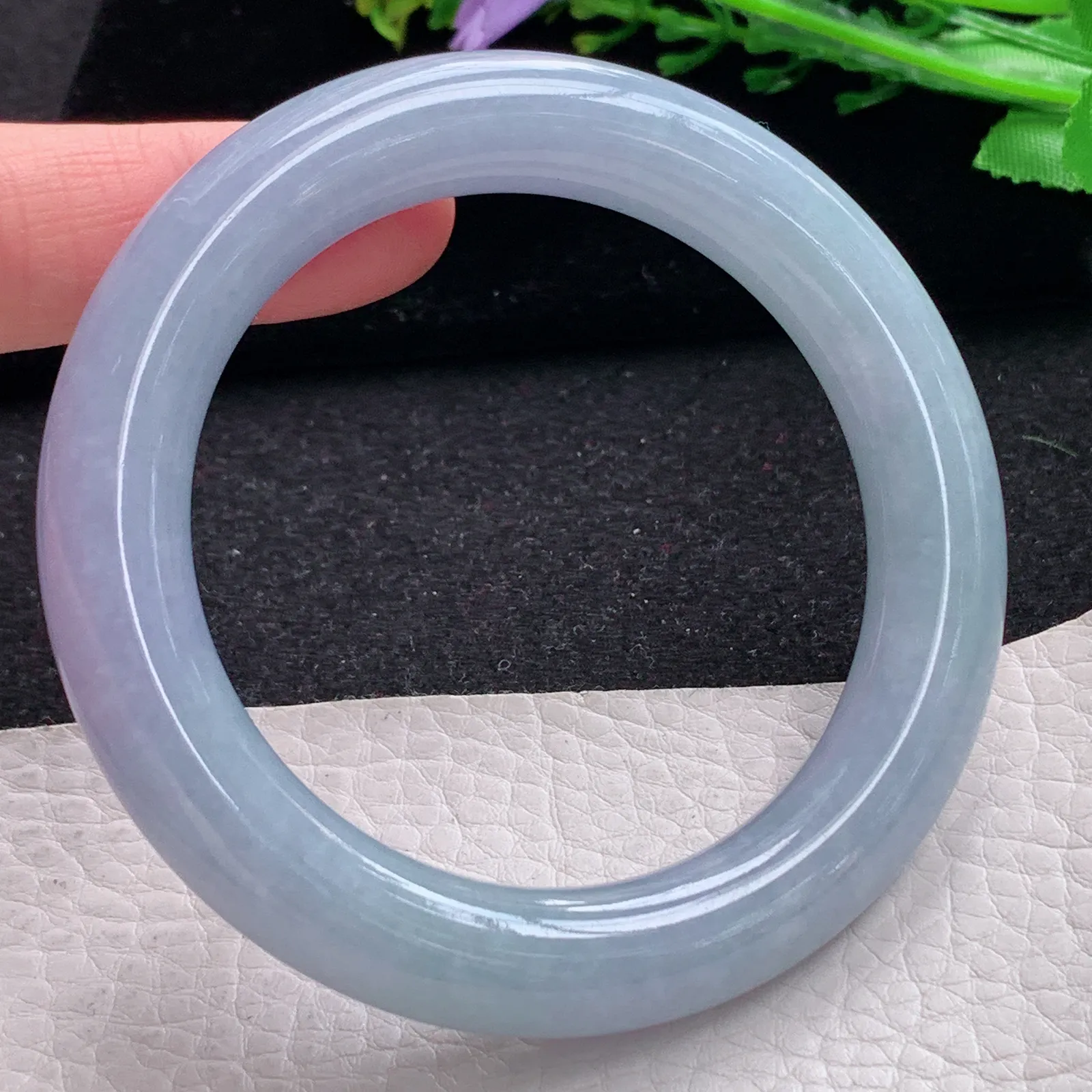 z自然光56*11.2*11胖圆镯 缅甸翡翠a货玉手镯紫罗兰水润圆条美人镯