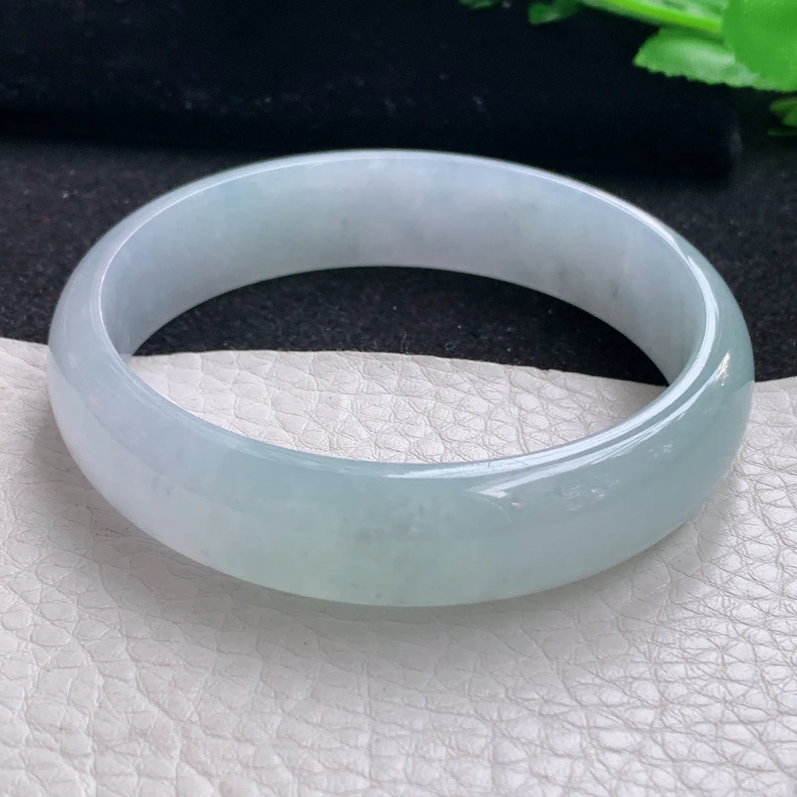 hy自然光56.5*13.9*6.6平安镯 缅甸翡翠a货玉手镯冰透宽边玉手环