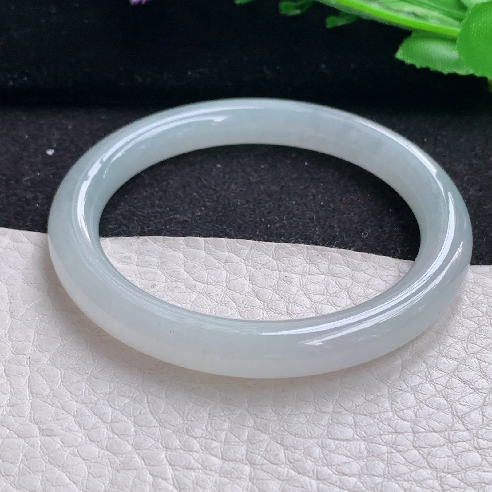 xd自然光54*8.3*8.4叮当镯 缅甸翡翠a货玉手镯冰润白月光美人镯