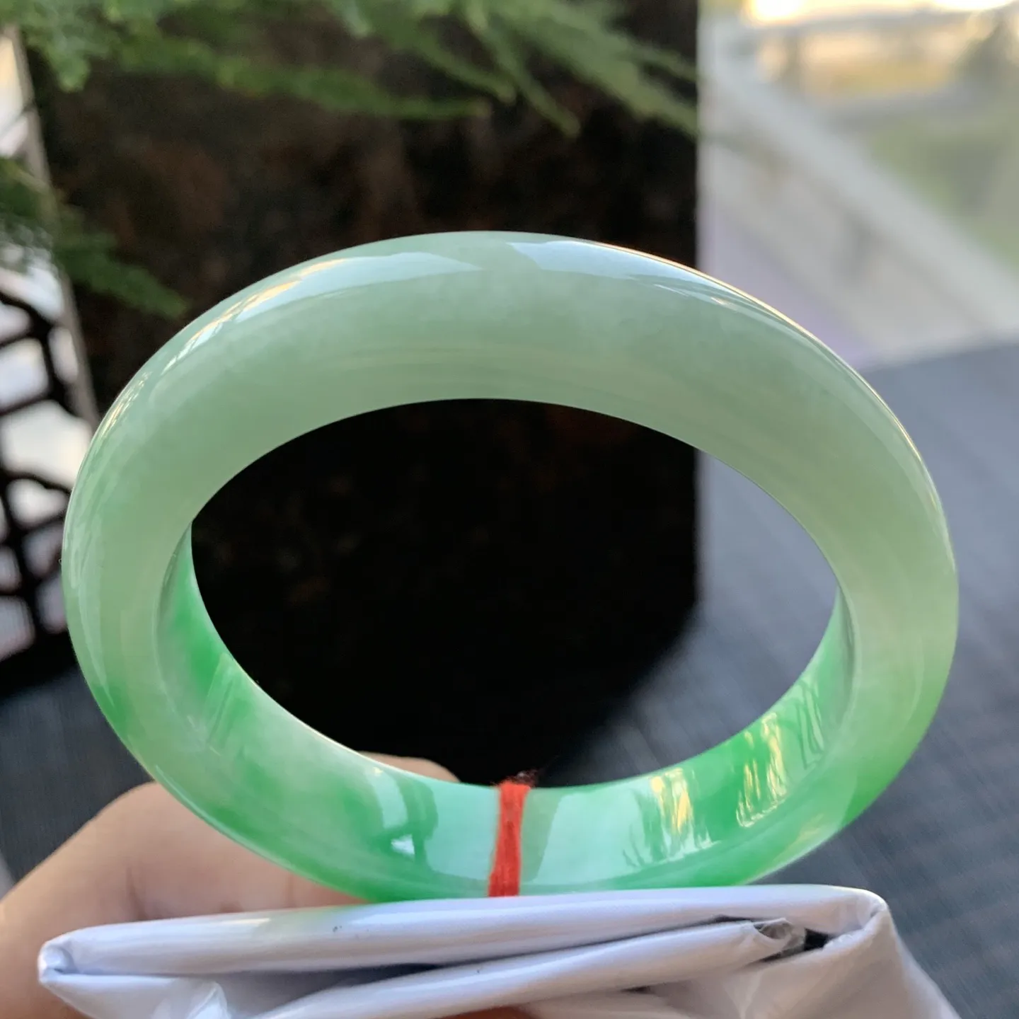 正圈一大节阳绿 无瑕 尺寸:56.6/13/8.9 色好🥰🥰