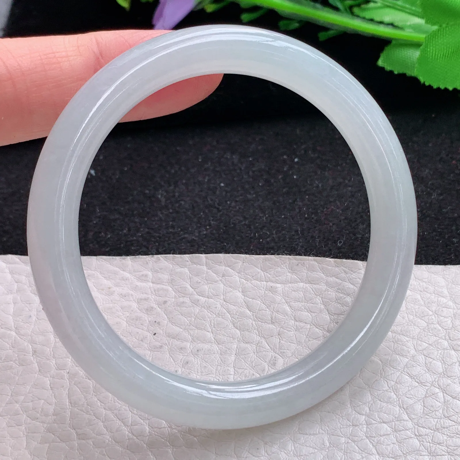 xd自然光54*8.3*8.4叮当镯 缅甸翡翠a货玉手镯冰润白月光美人镯