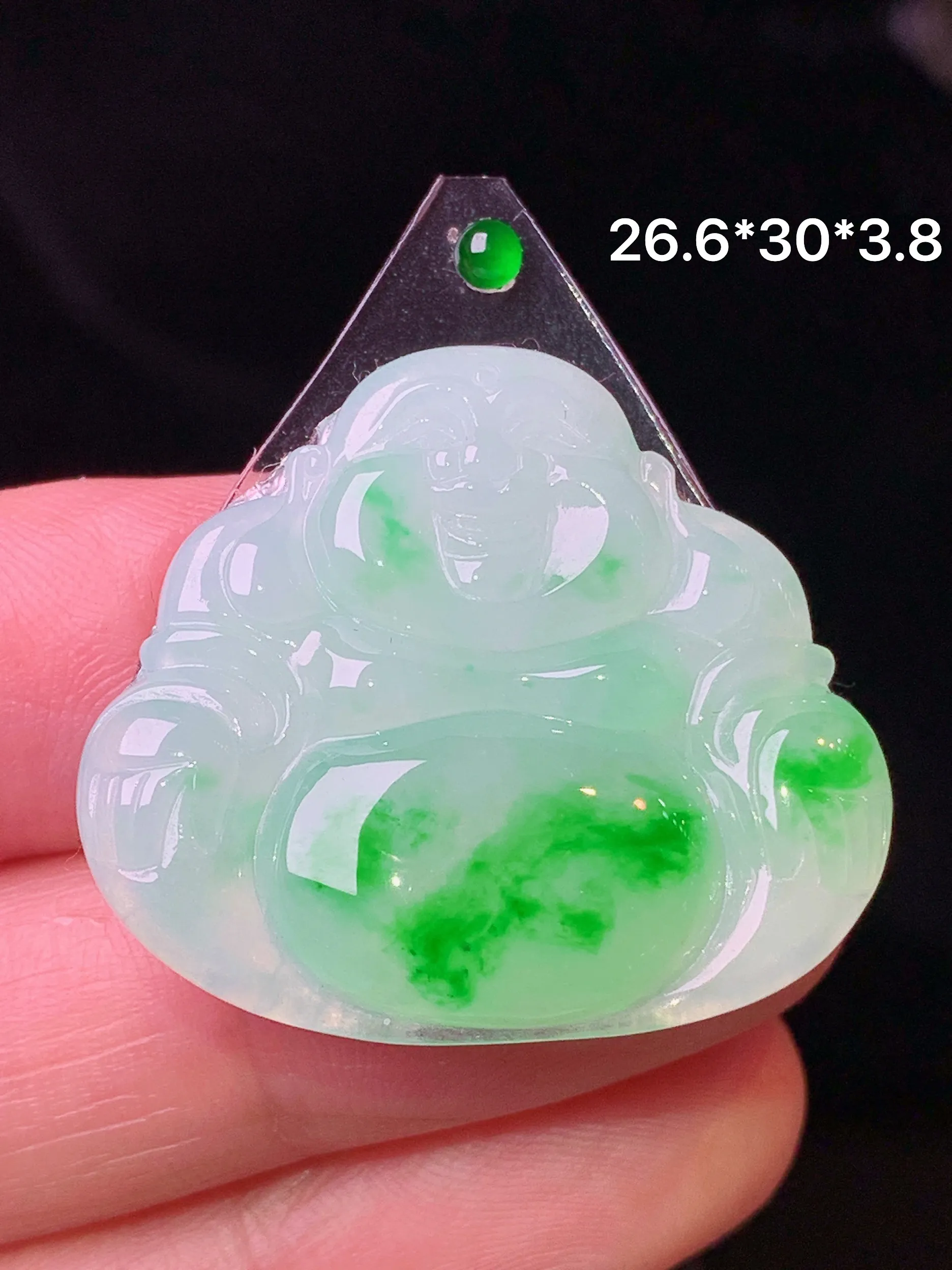 镶嵌款 飘绿佛公吊坠 玉质细腻 色泽艳丽清新 整体尺寸26.6*30*3.8