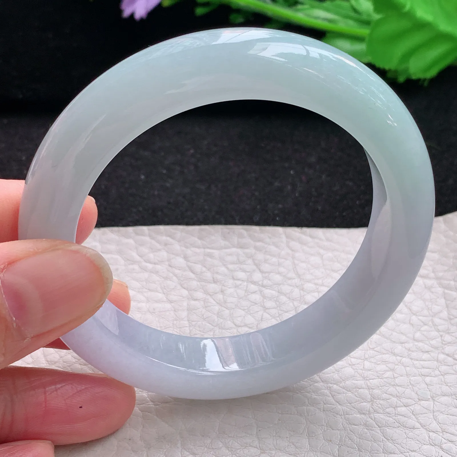 hy自然光56*12.3*9.5平安镯 缅甸翡翠a货玉手镯清新厚装宽边玉手环