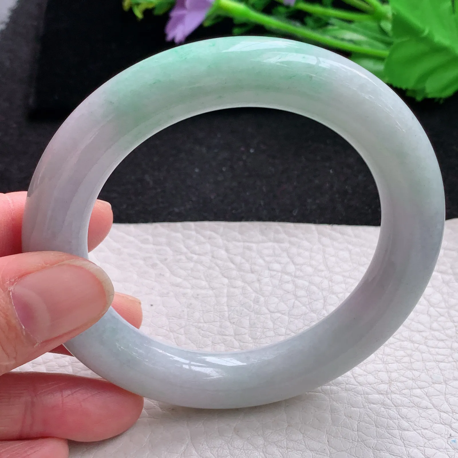 ss自然光58*11.6*11.2胖圆镯 缅甸翡翠a货玉手镯清新水润玉手环 美人镯